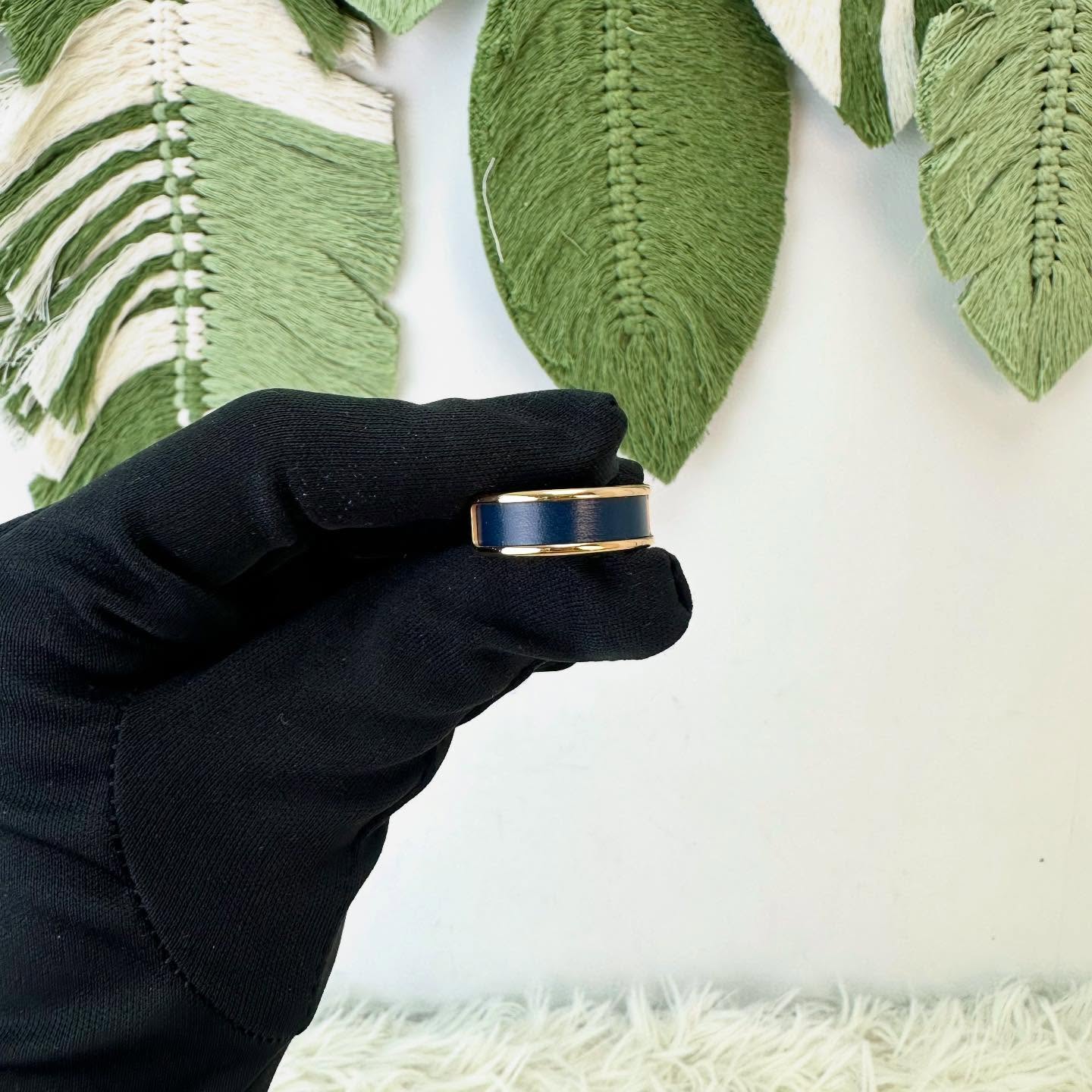 HERMES 🤍PRE OWNED Olympe H 午夜藍金色戒指 L Size 全套有盒💙