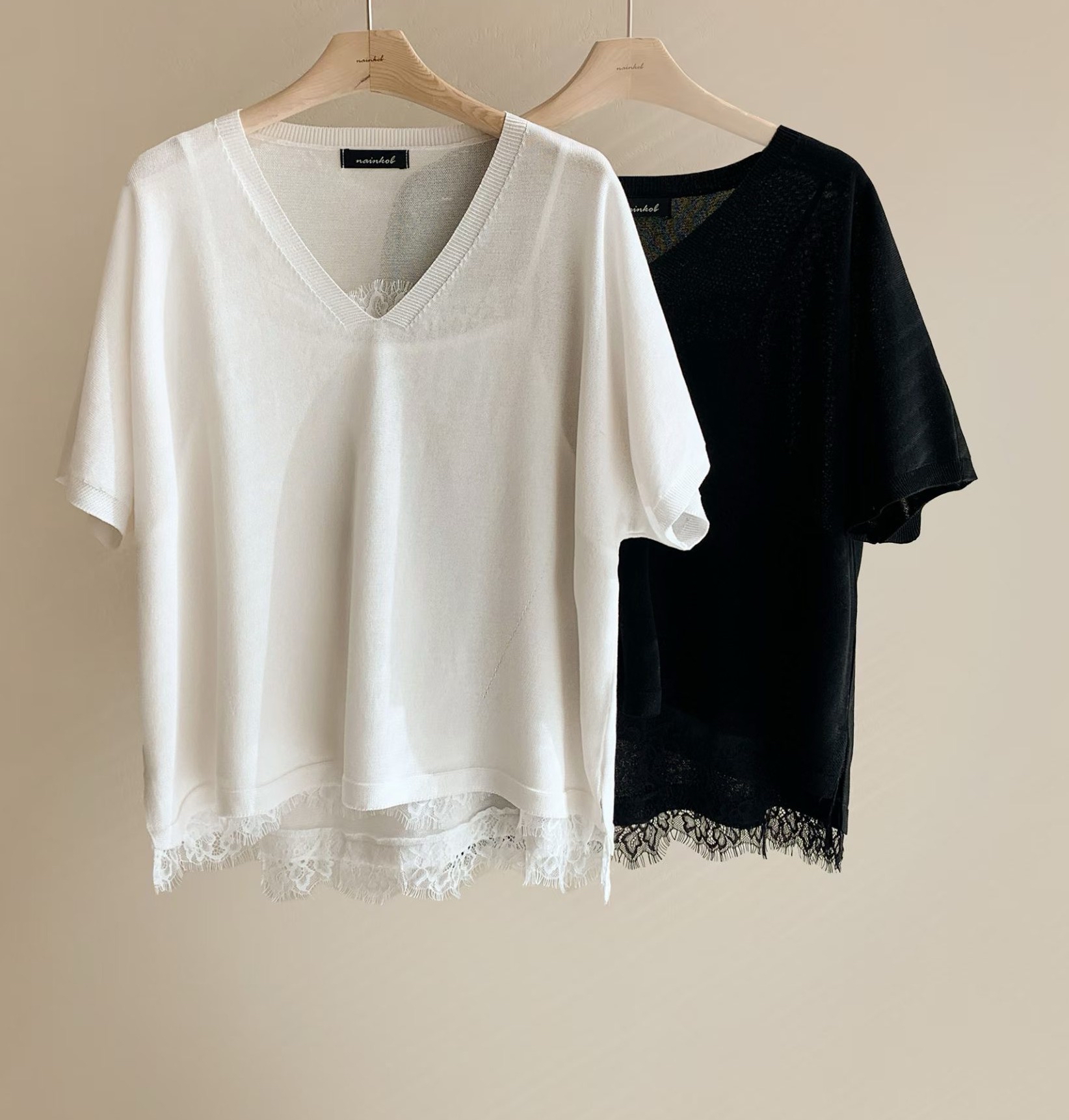  V 領knit Top