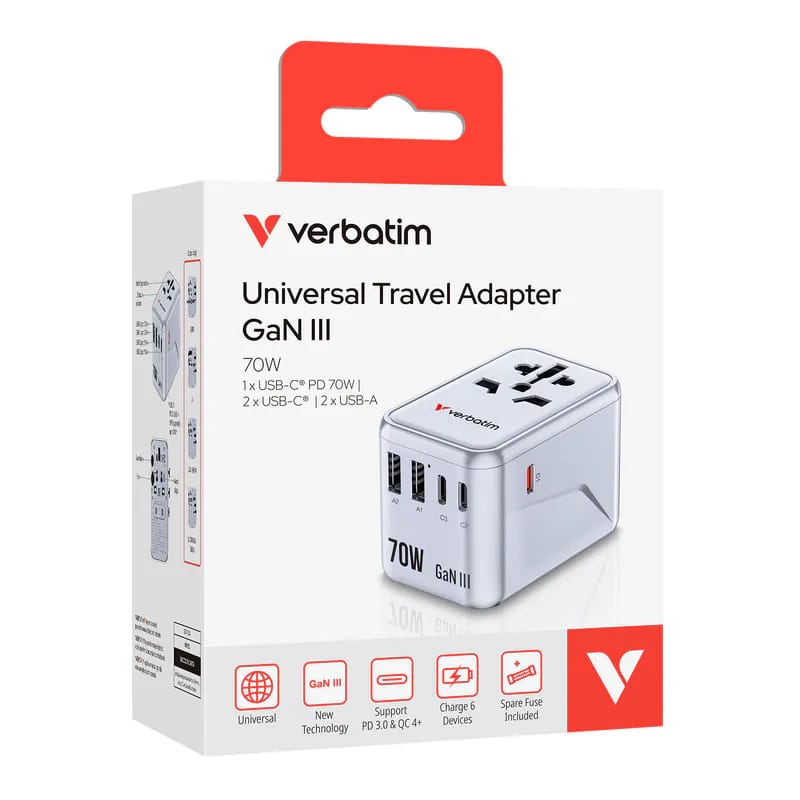 Verbatim 70W GaN III 萬用旅行轉接器
