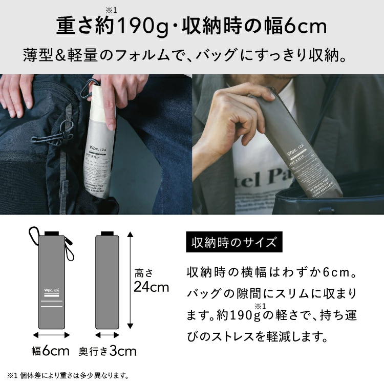 日本直送 Wpc. IZA LIGHT & SLIM 輕薄降溫縮骨遮｜晴雨兩用・夏日降溫 14.7°C (190g)