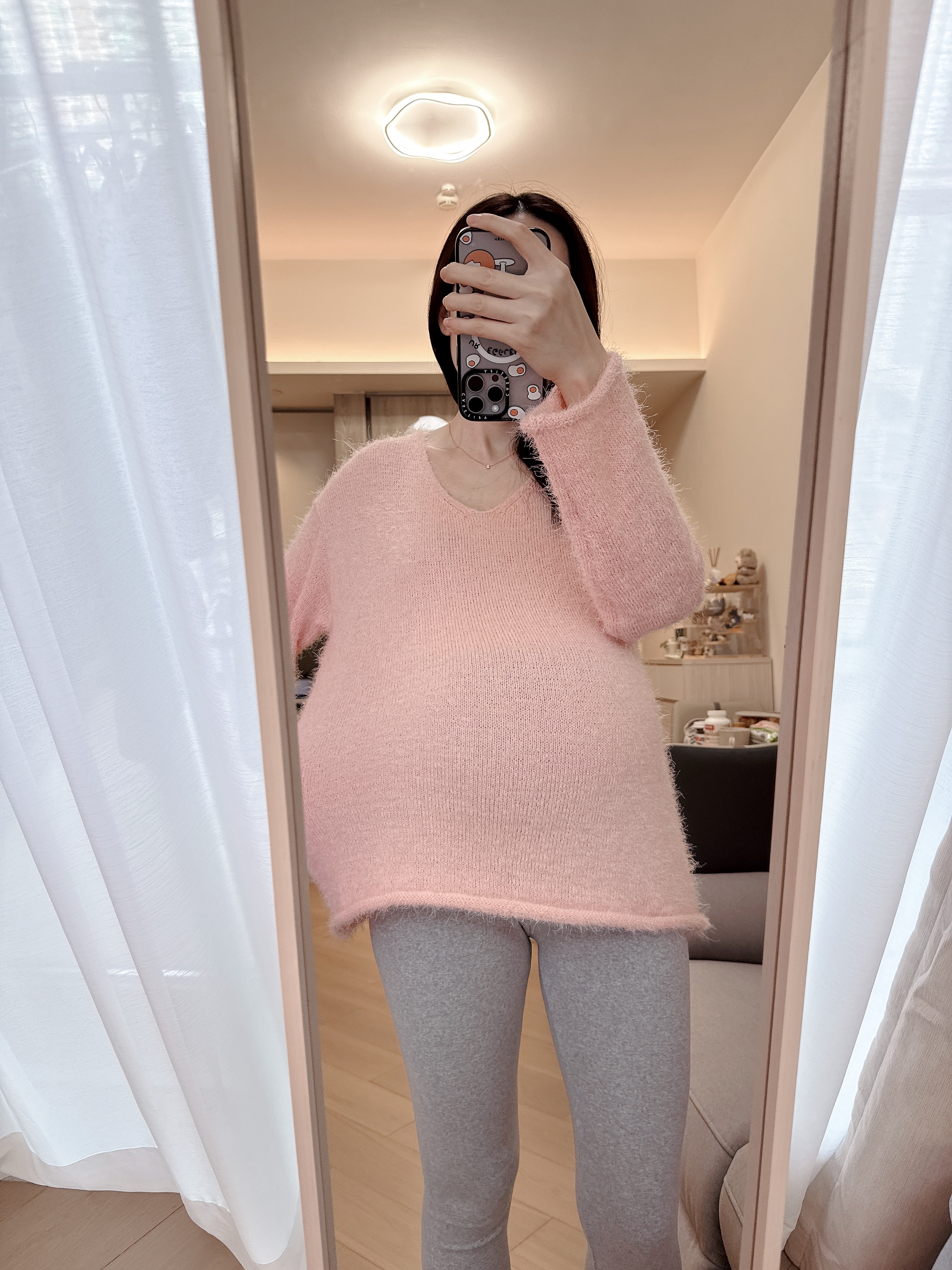 Soft Peach V-Neck Knit Top