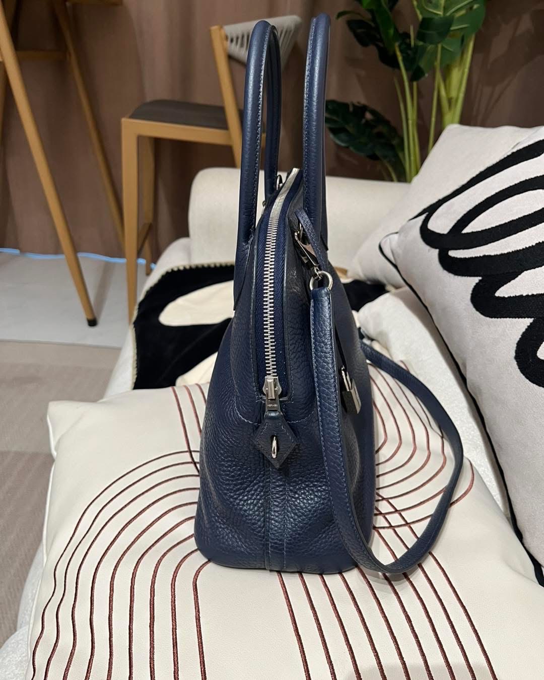 Hermes bolide 31,STAMP X,7L馬耳他藍色銀扣，100%Authentic,95%new✅key lock✅dust bag