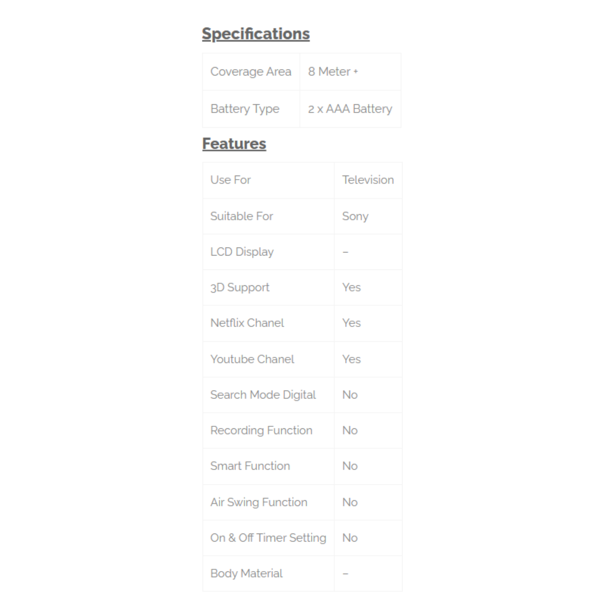 Phison TV Remote Control for Sony PR-207