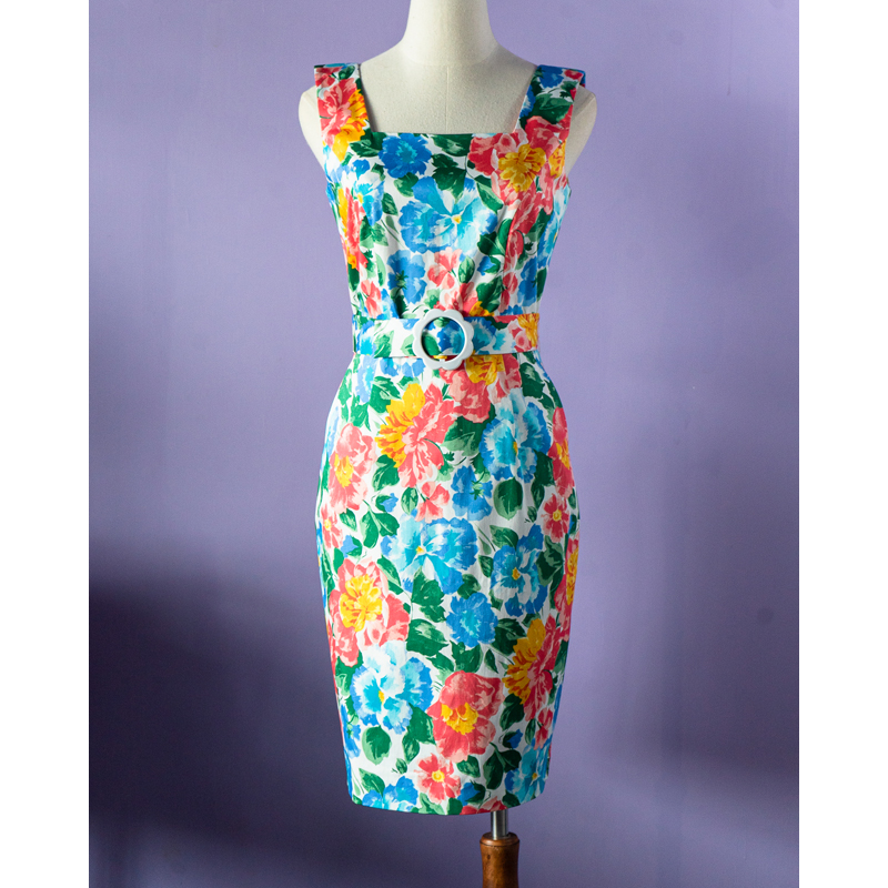 (Ready-Made) 1950s Style Square Neck Floral Summer Dress(FM182)