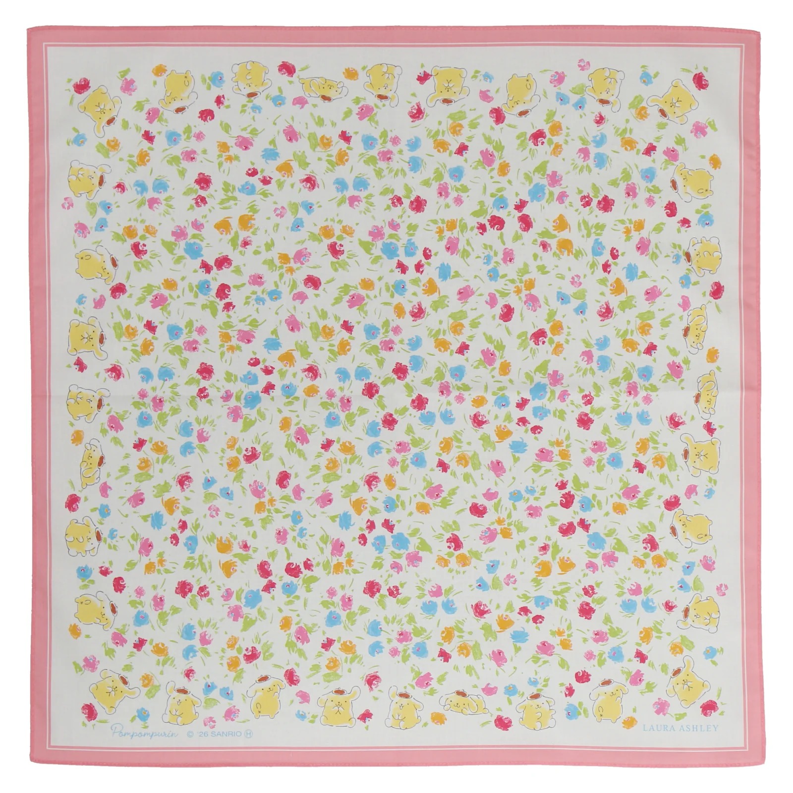 🎀【預訂】Laura Ashley x Sanrio Pompompurin 花花圖案印花手帕 - P