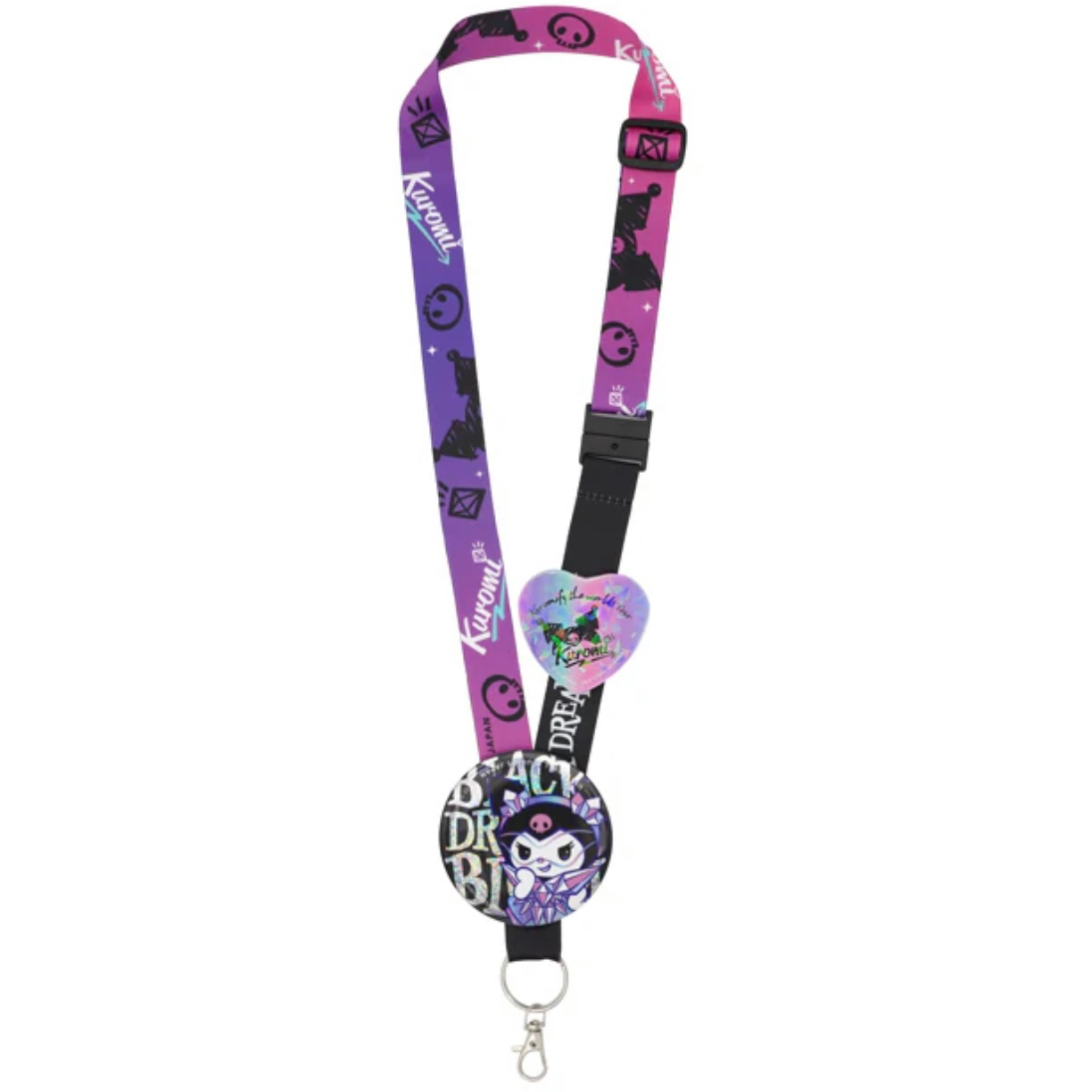 Kuromi Neck Strap & Can Badge Set