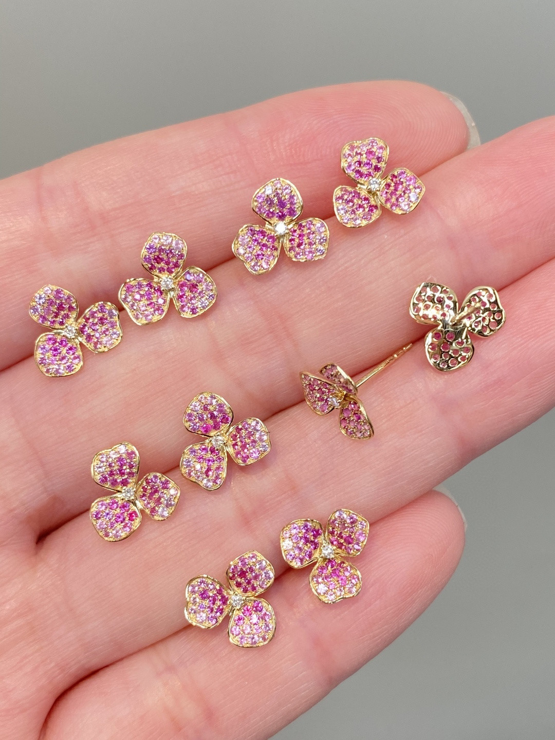 18K Pink Sapphire Diamond Earrings 