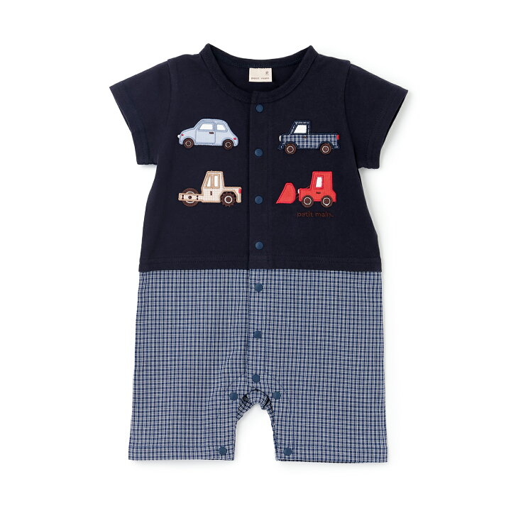 🇯🇵預訂 日本直送🇯🇵Petit Main兩色車車帆船刺繡貼花短袖連身服