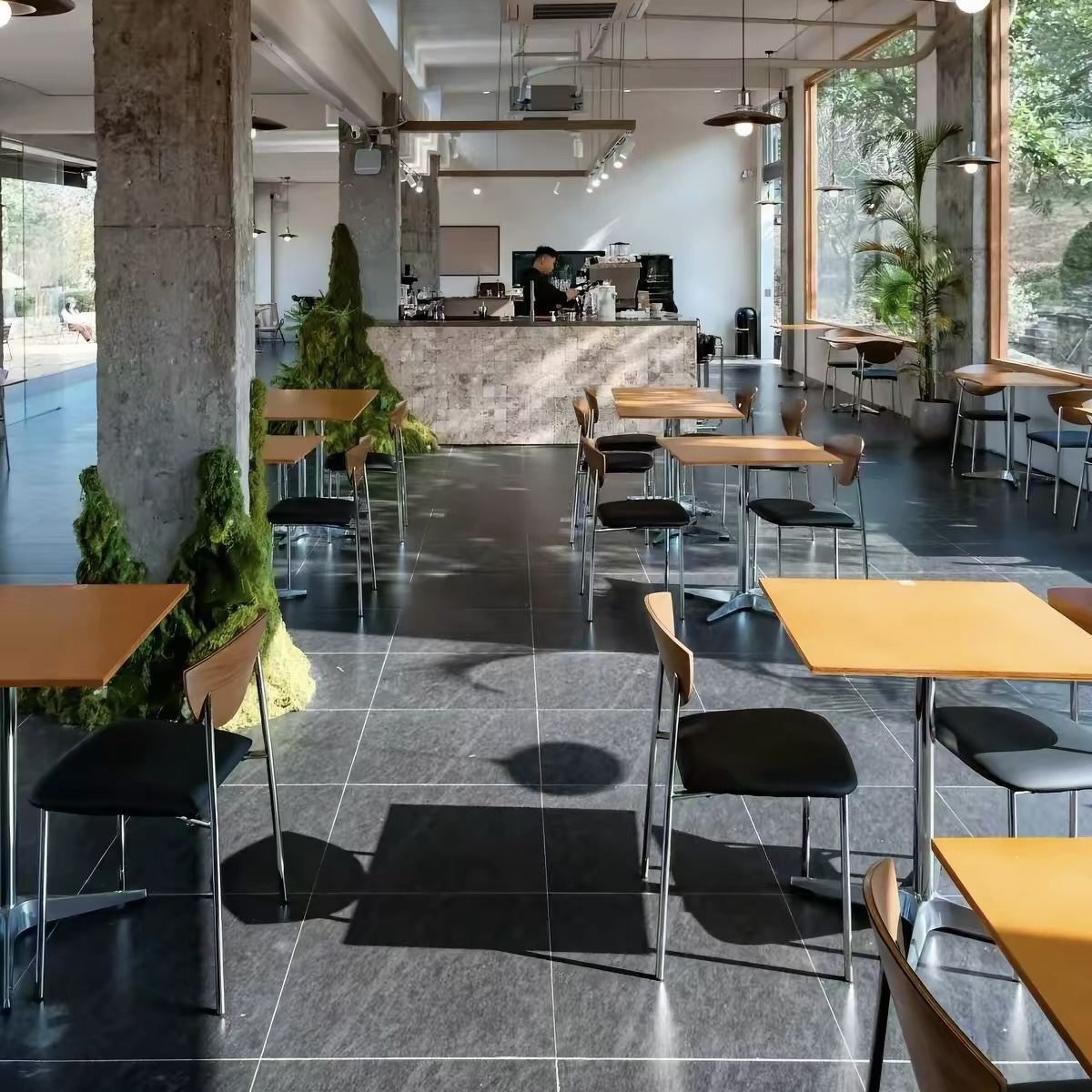 海洋板鋁型材咖啡店桌椅組合 工業風餐飲商用 奶茶店甜點店設計師款桌子 Tables and chairs