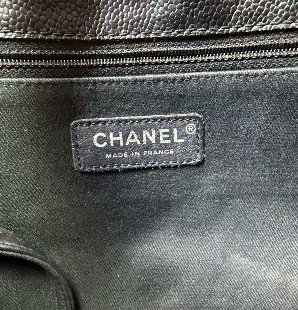 絕版💕CHANEL托特購物袋 黑銀魚子醬tote包