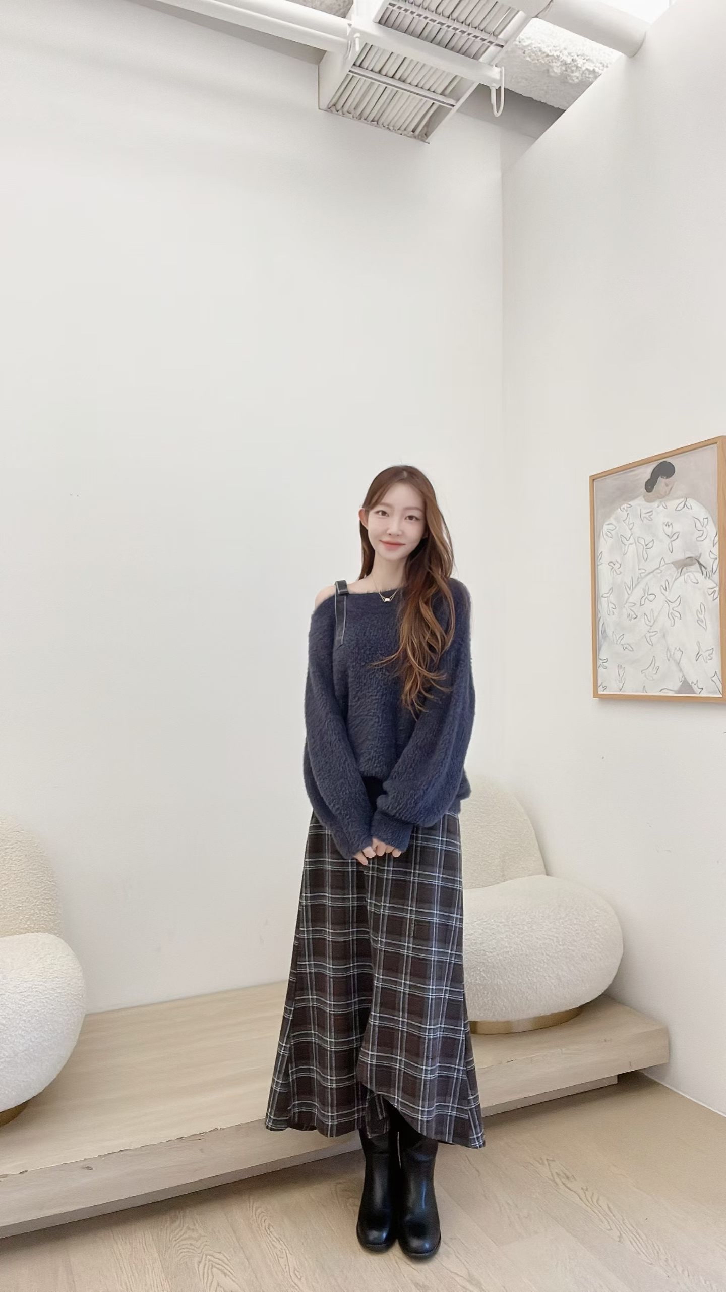 FV31_01 魚尾格仔長SK  (3色)