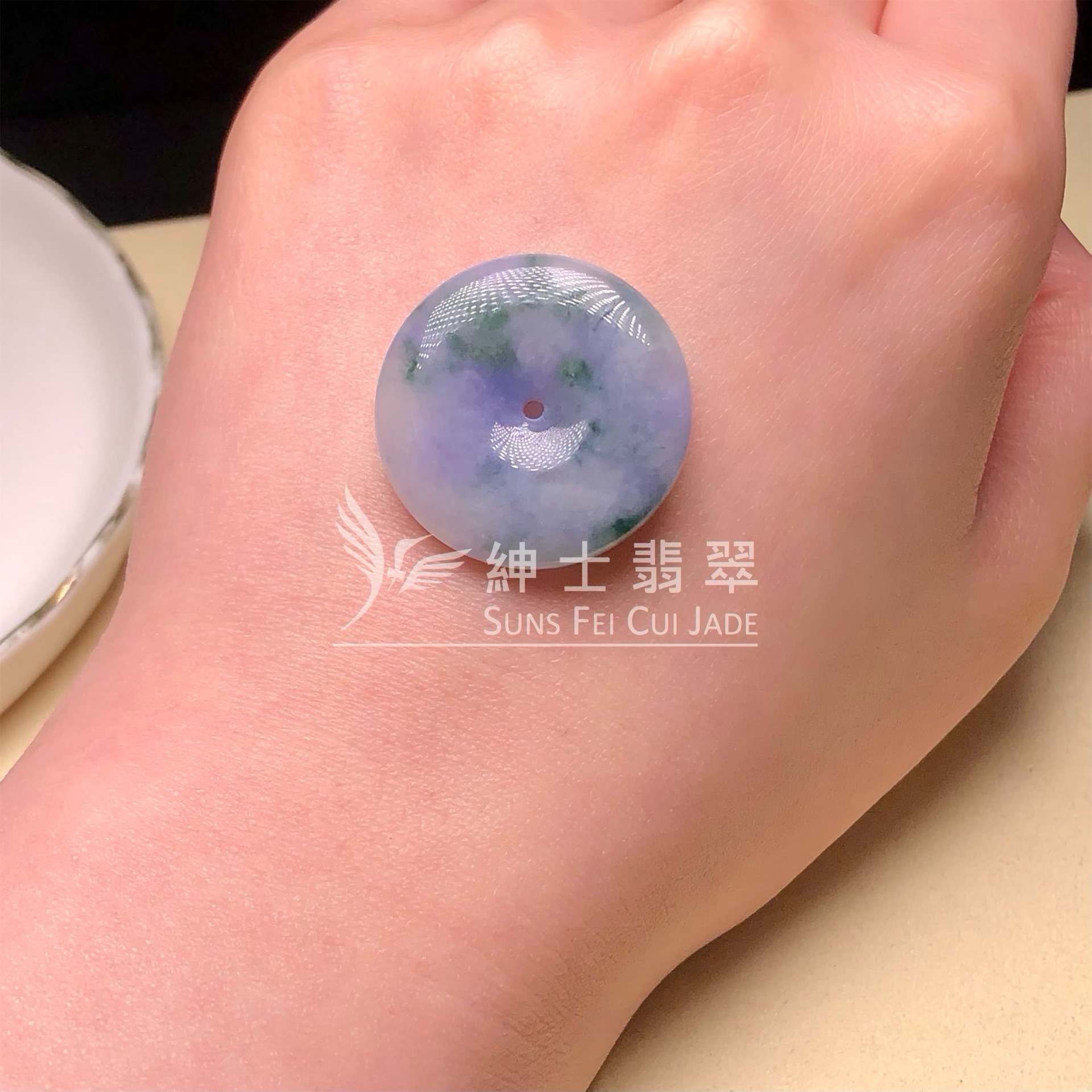   B08496 茄紫飄花平安扣