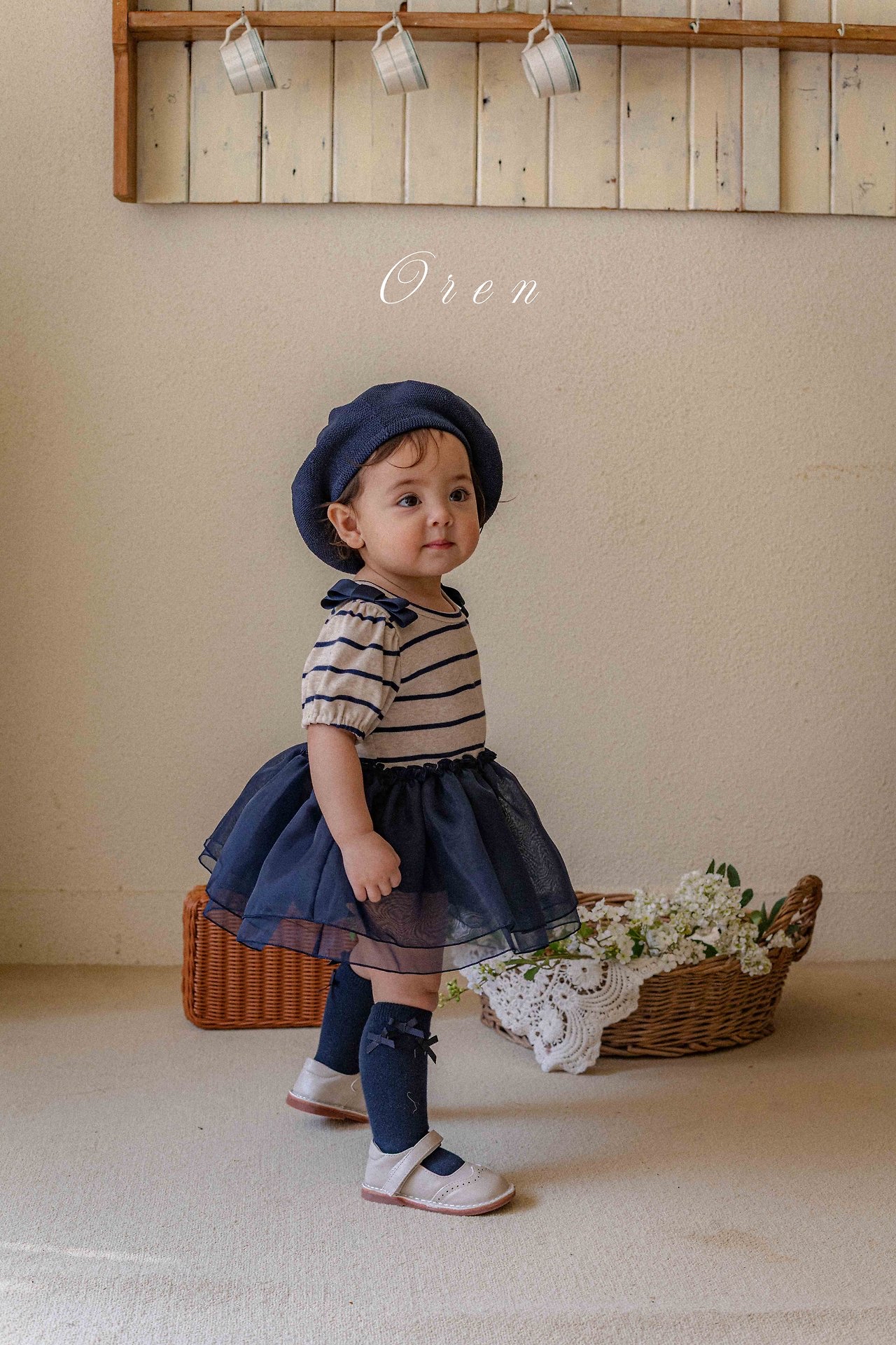 ☀️預訂 韓國直送☀️🇰🇷Oren Claire ST兩色條紋薄紗短袖包屁裙/上下套裝