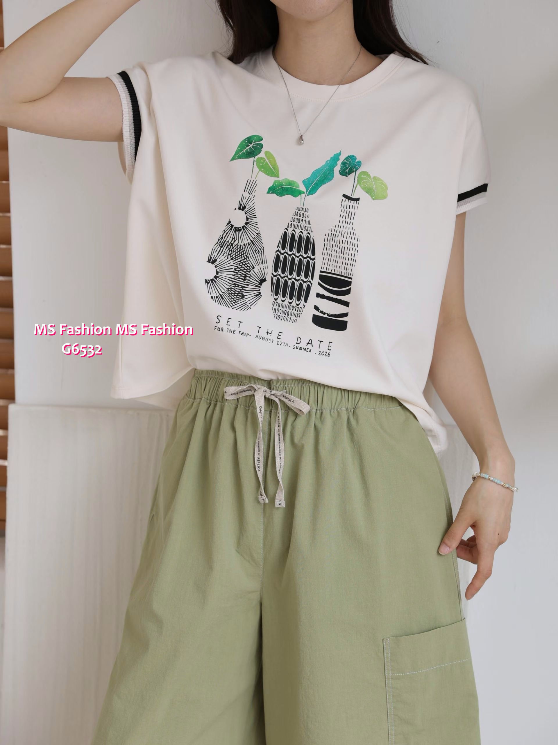 G6532 靚花瓶print top