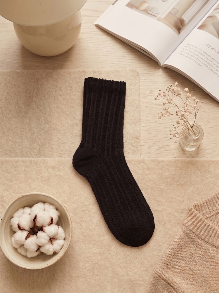 Korean Ribbed Classic Women's High Crew Socks