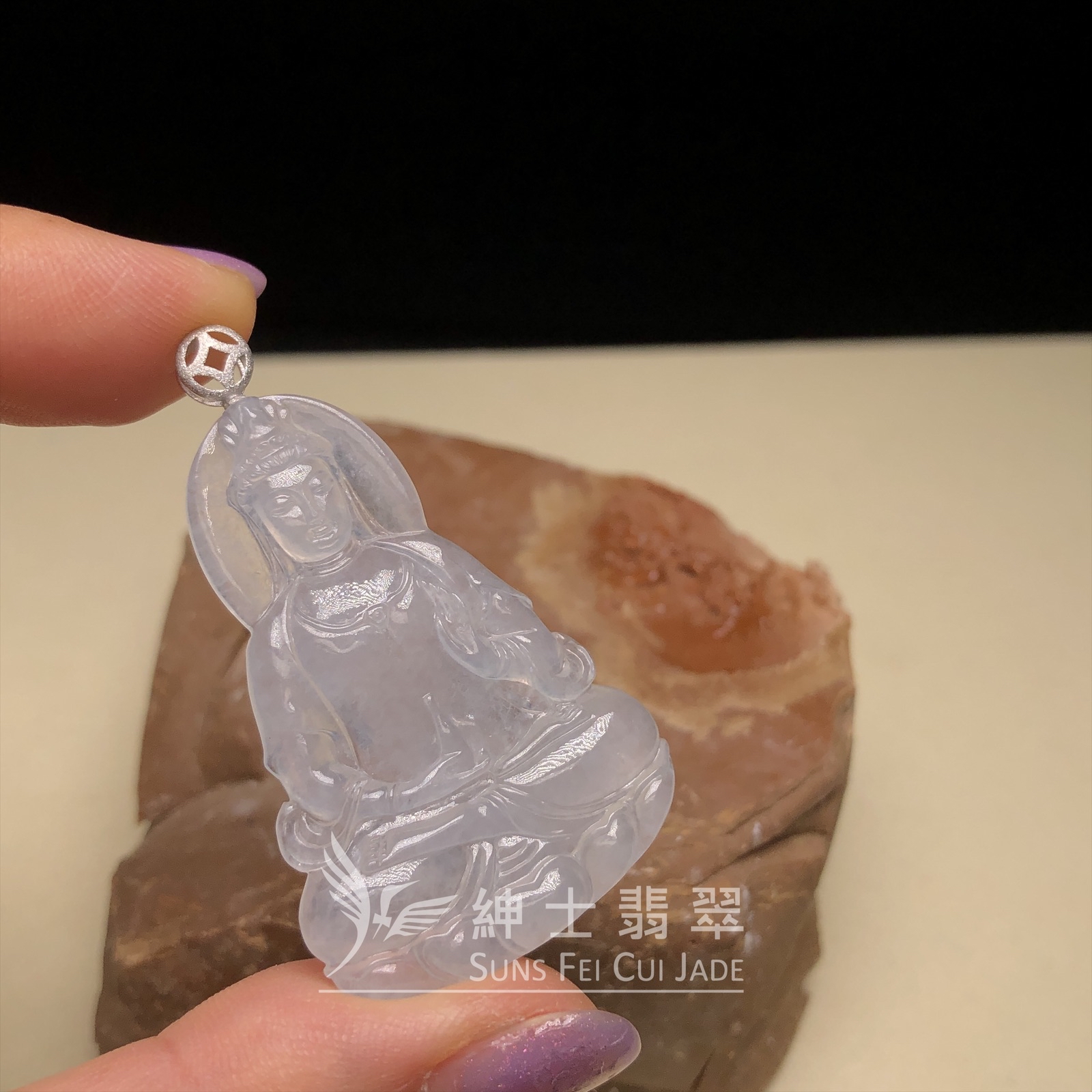 YK00021  冰種觀音連18 K金頭  