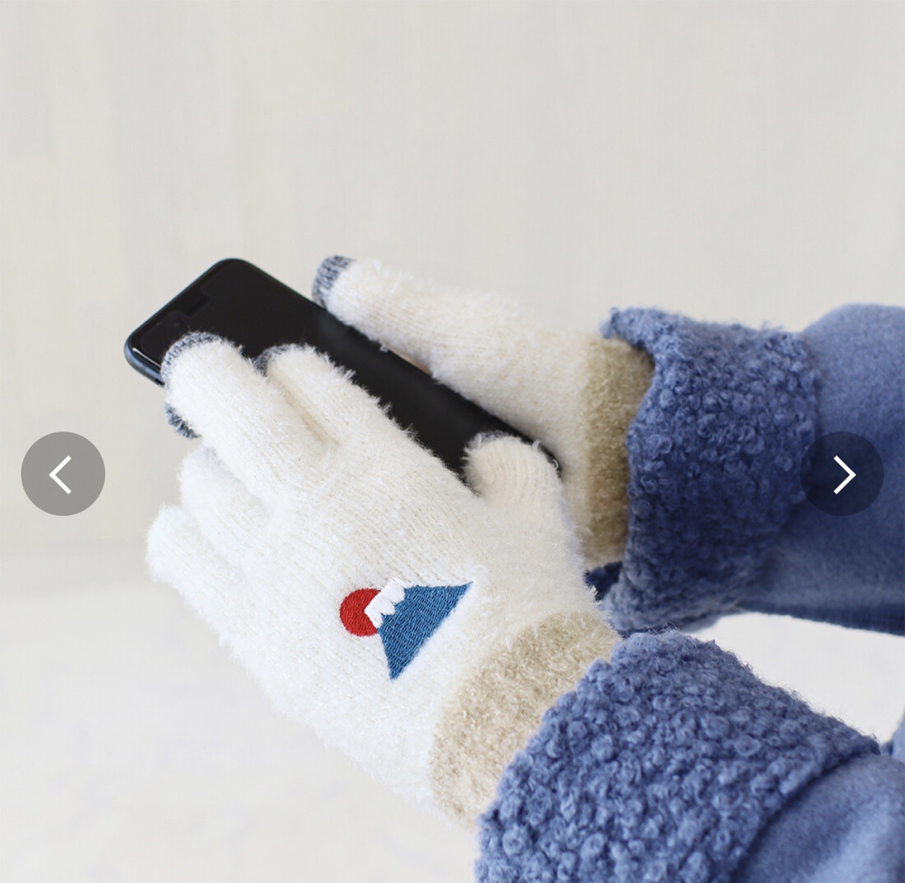 日本富士山刺繡智能手機適用保暖手套