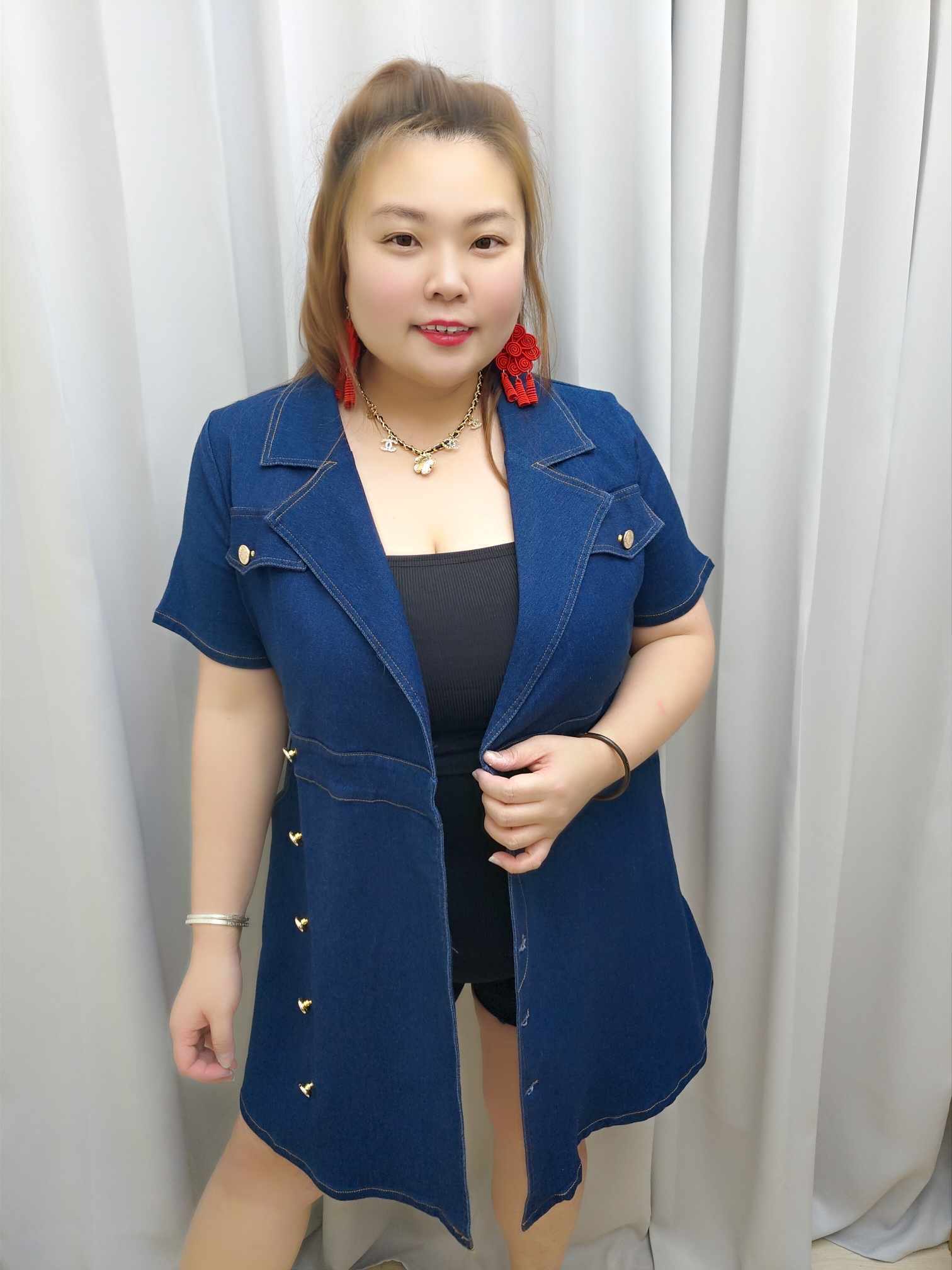 TW#5680 复古港风牛仔连衣裙