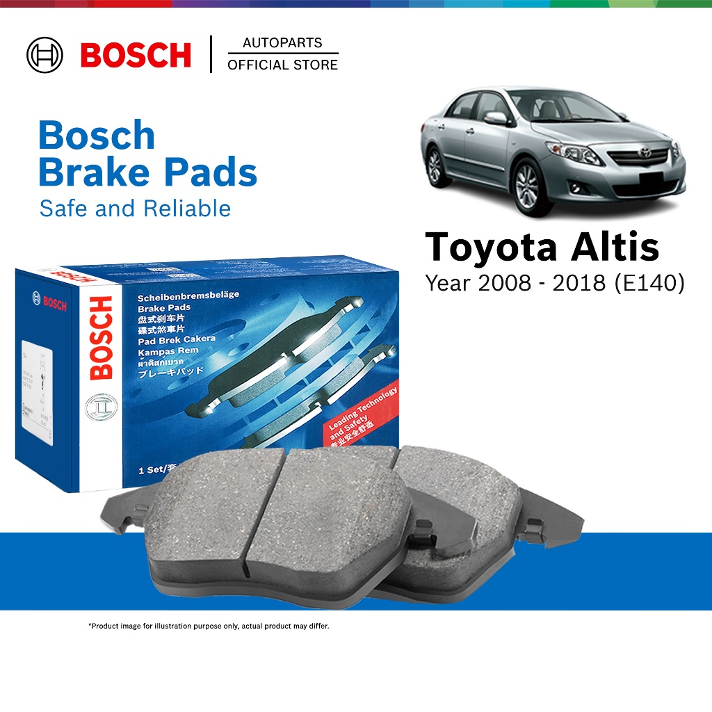 Bosch Front Brake Pads for Toyota Corolla Altis E140 E170 ZZE142 ZZE 143 ZRE172 ZRE173 (2008 - 2018) 0986AB1471