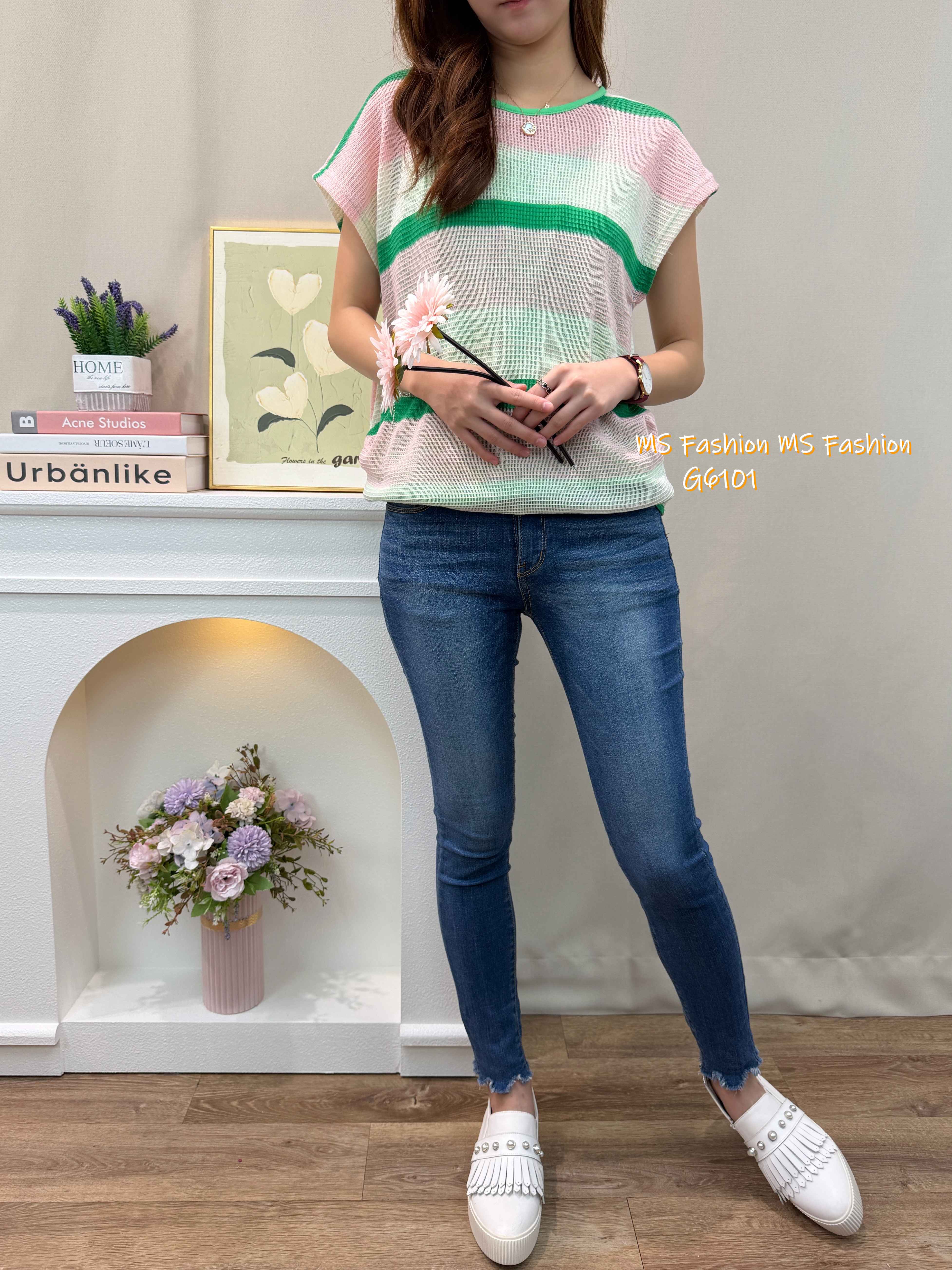 G6101 韓國🇰🇷靚色橫間top set