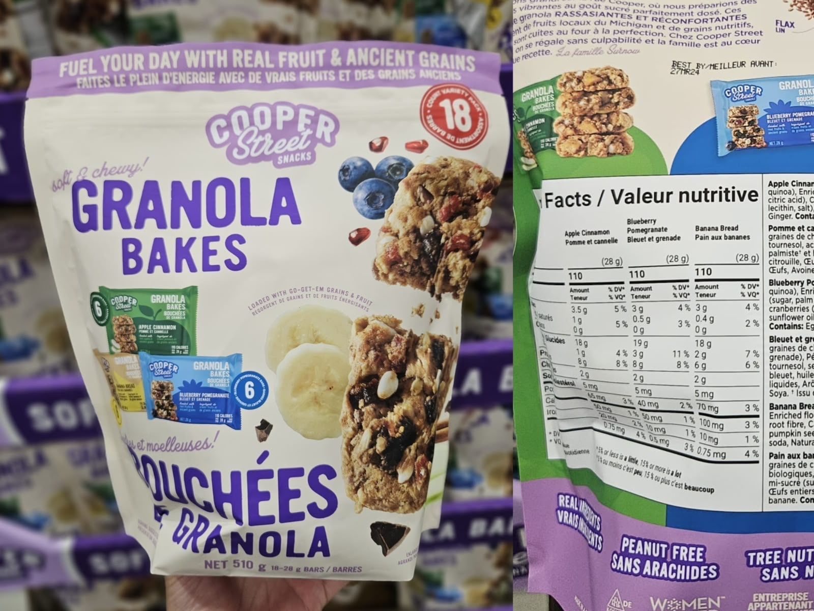 加拿大Costco 直送  Cooper Street Granola Bakes 穀物棒 (510g) ⼀包有⿑ 3 ⼤皇牌⼝味 