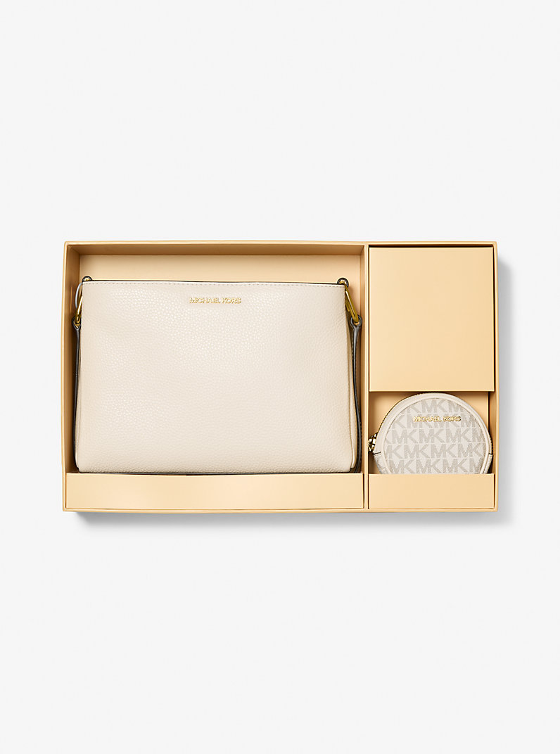 Michael Kors Trisha Pebbled Leather Crossbody Bag With Pouch Gift Set