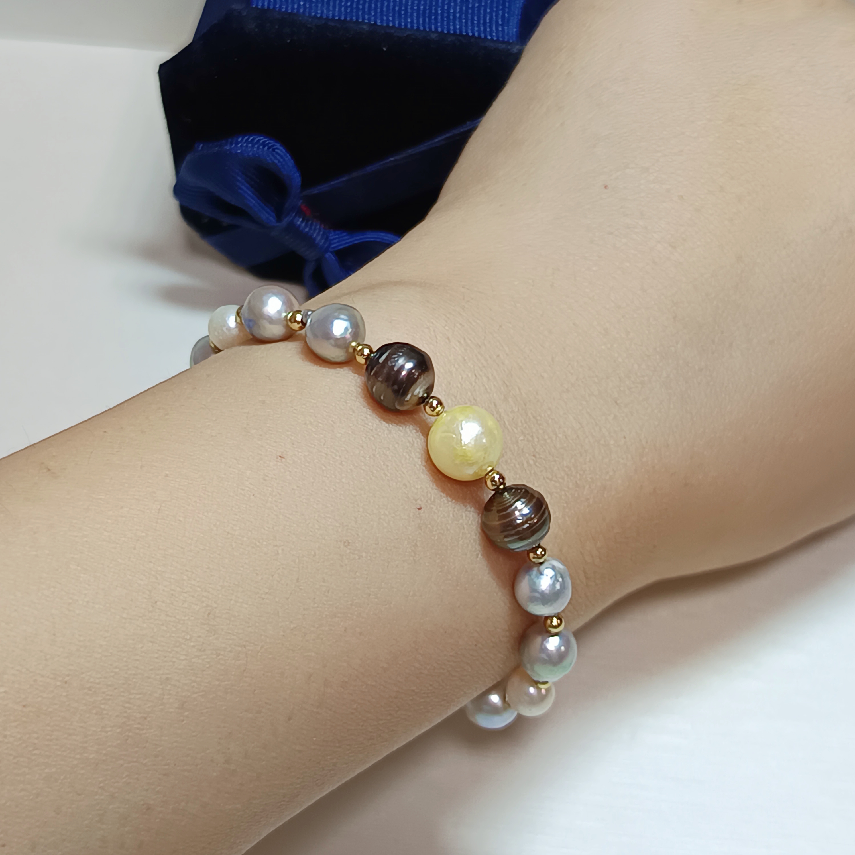 特價品‼️日本akoya+真多麻+羽皇金+大溪地巴洛克海水珍珠注金手鍊