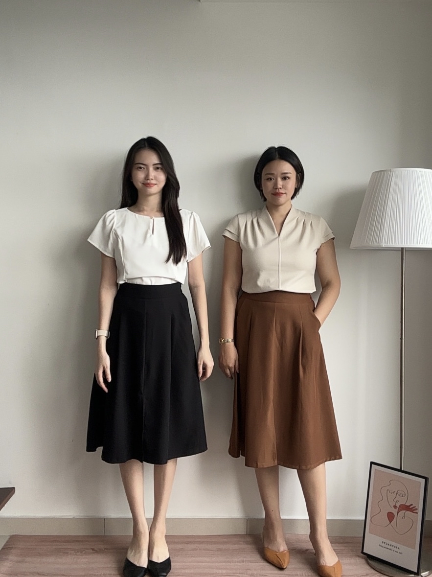 S2001 Front Slit Midi Skirt - 3 Colors 