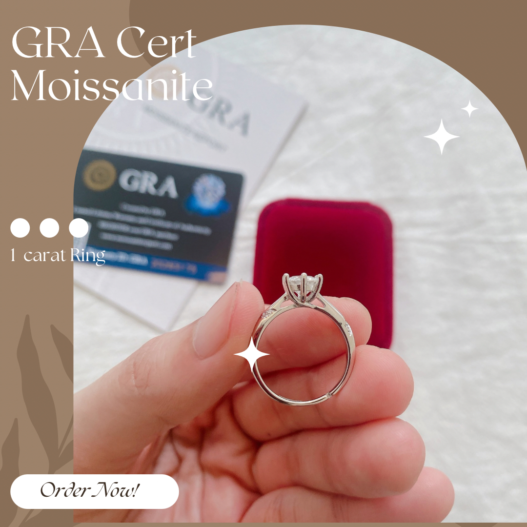 Moissanite Collection 1 carat Ring 001 【FREE size: Adjustable Ring】