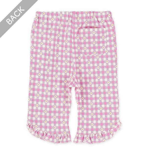 🇯🇵預訂 日本直送🇯🇵兩色花卉滿印格紋荷葉邊純棉半截打底褲