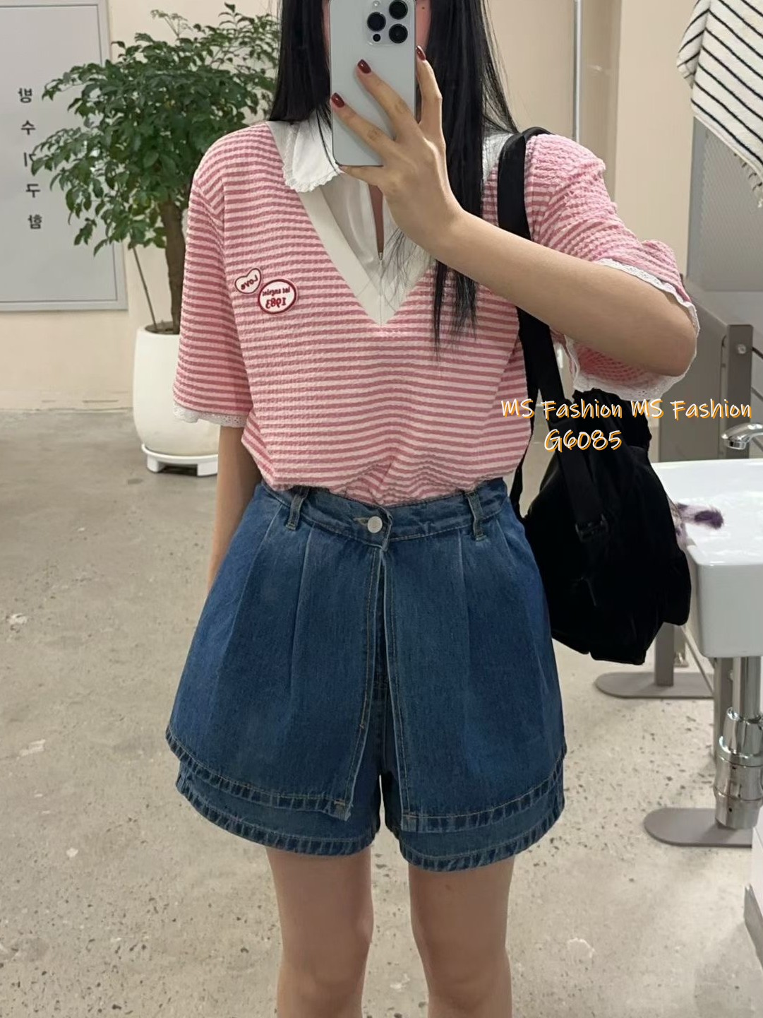 G6085 韓國🇰🇷假兩件橫間top