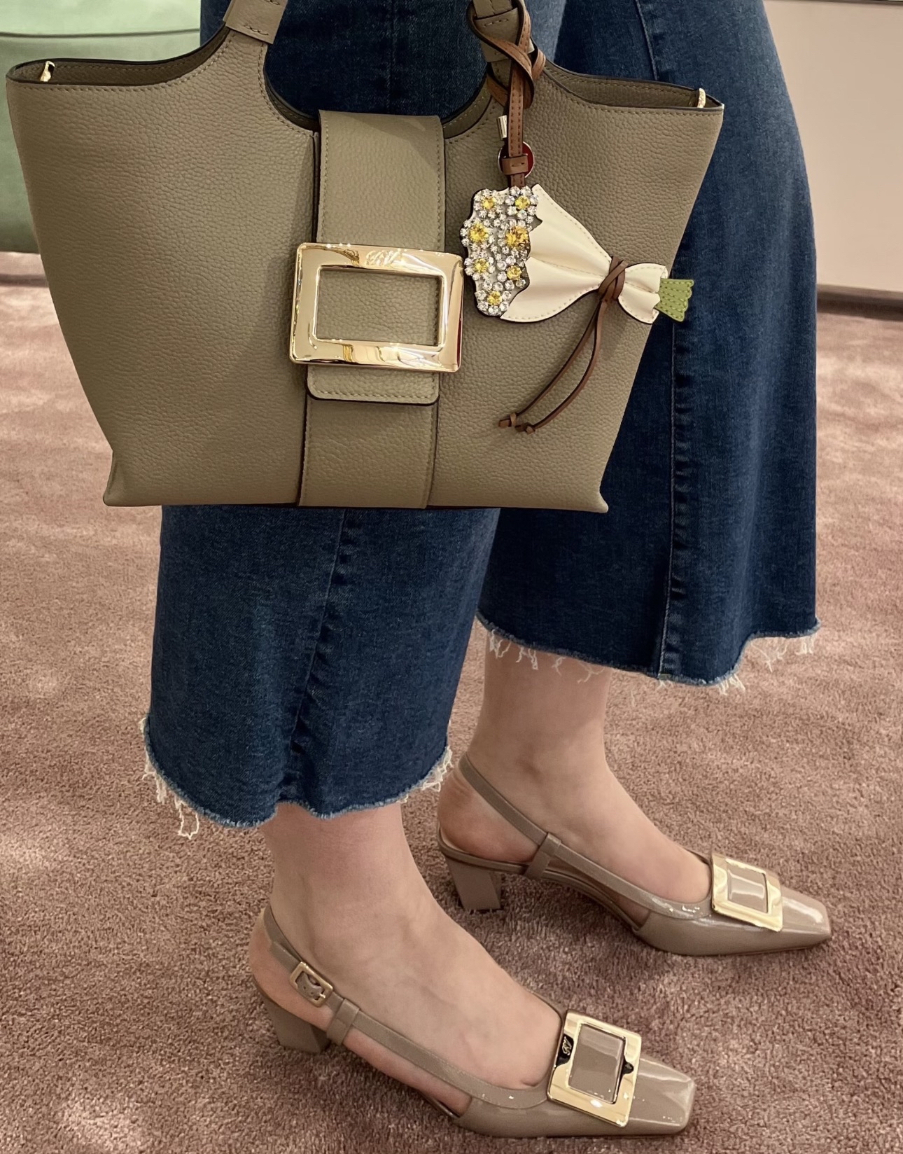 新款🆕訂貨🍒RV 大象灰漆皮 4.5cm slingback 高踭鞋 Size 37/37.5/38.5/39/40/41