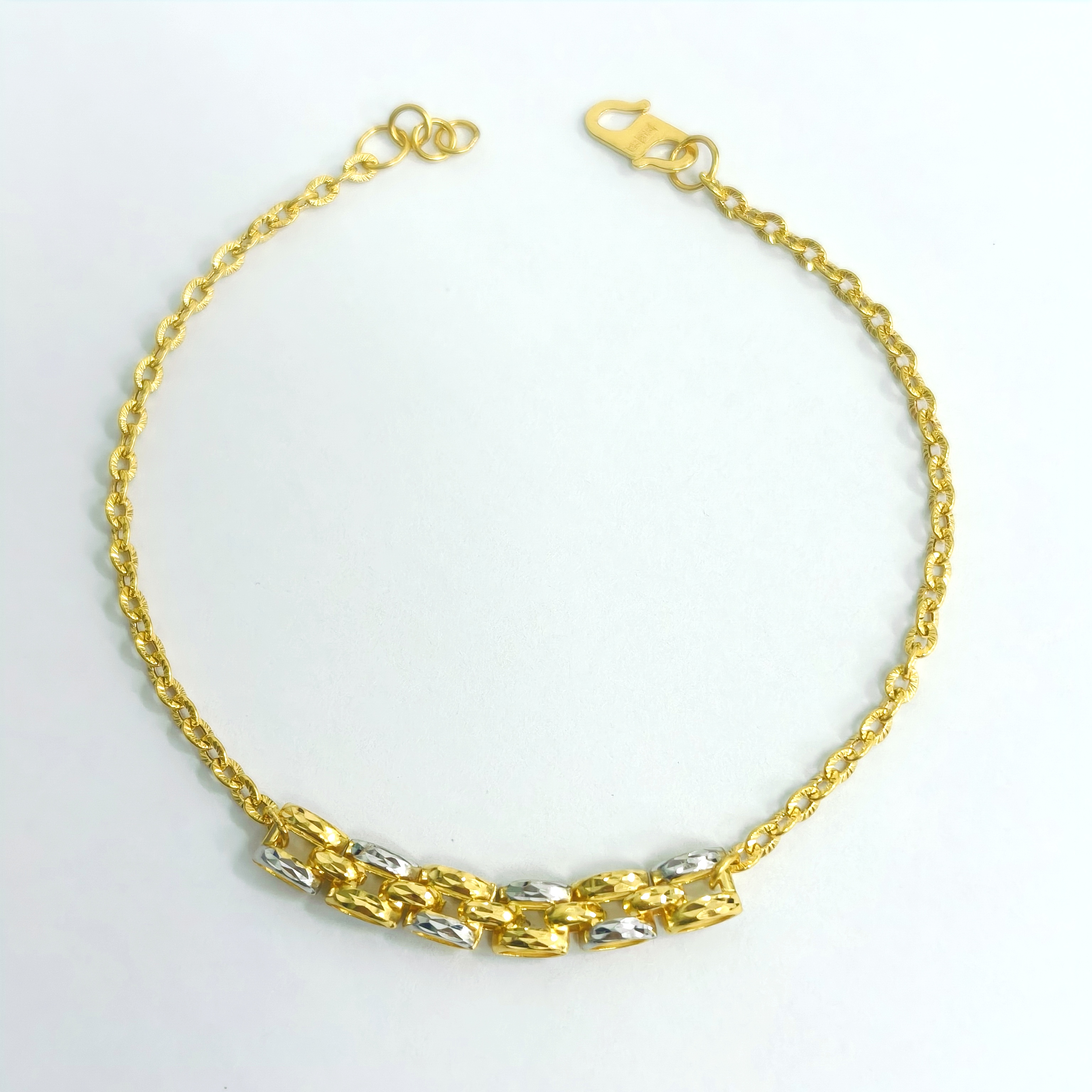 916 GOLD 2C MINI TANKER POLO STAR BRACELET 916 金 双色车花坦克太阳花手链