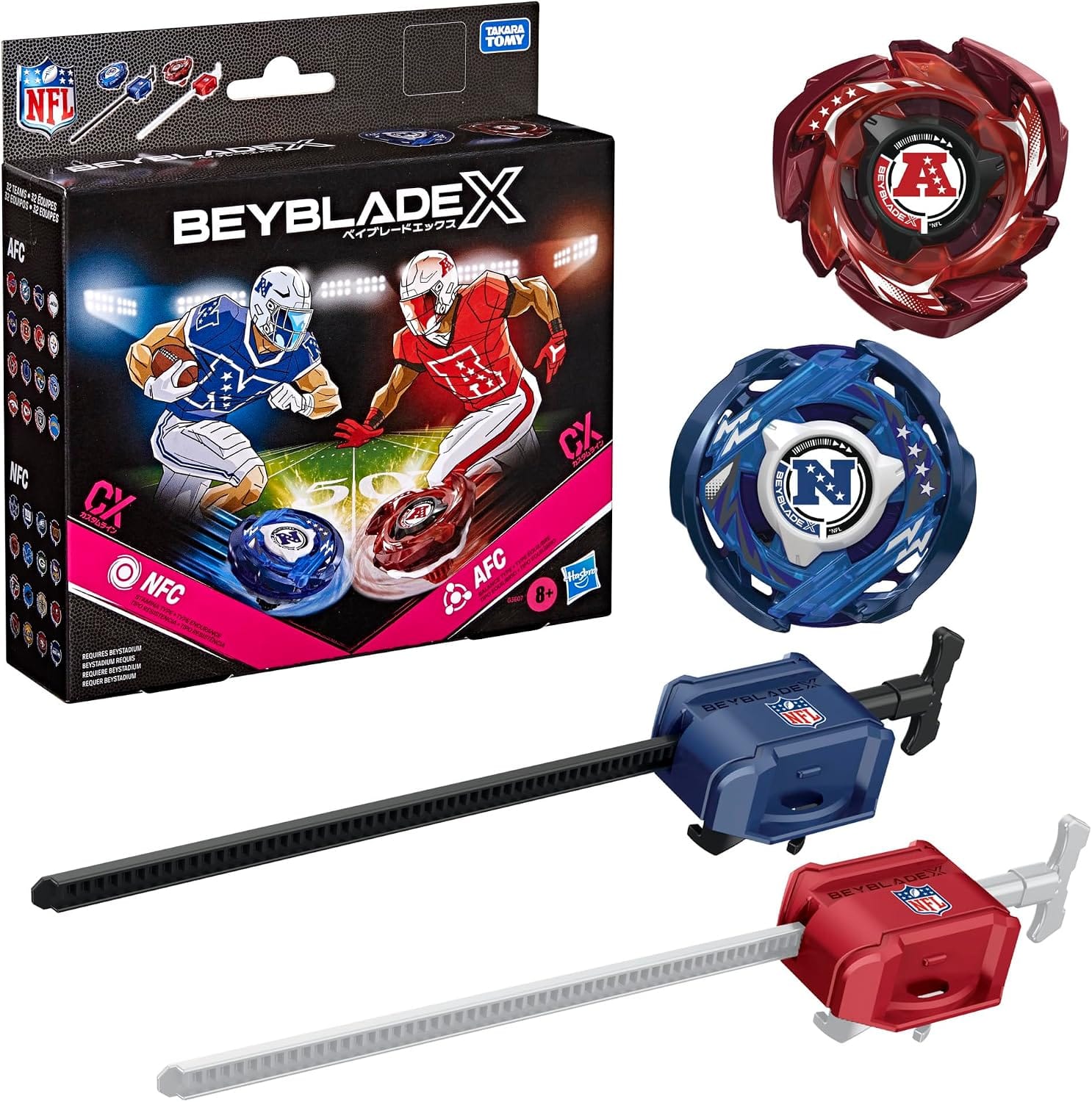 Pre Order 預訂 - ( 美版限定 ) 爆旋陀螺X BEYBLADE X NFL AFC & NFC 美式足球聯乘版: 9-60 6-70 LO軸 H軸 異色 勇氣  孤光 魔導至尊 - 包紋章貼紙 