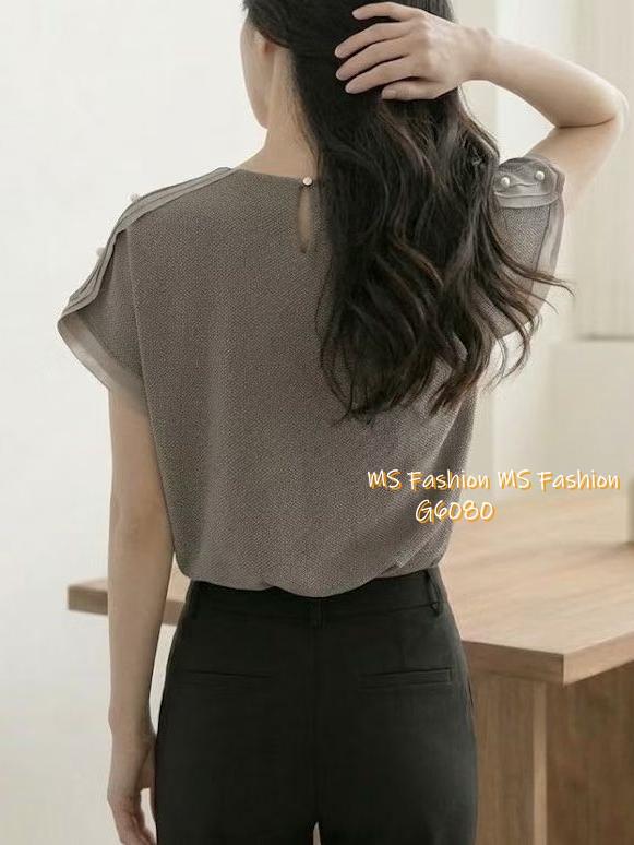 G6080 韓國🇰🇷簡約有款肩珠top