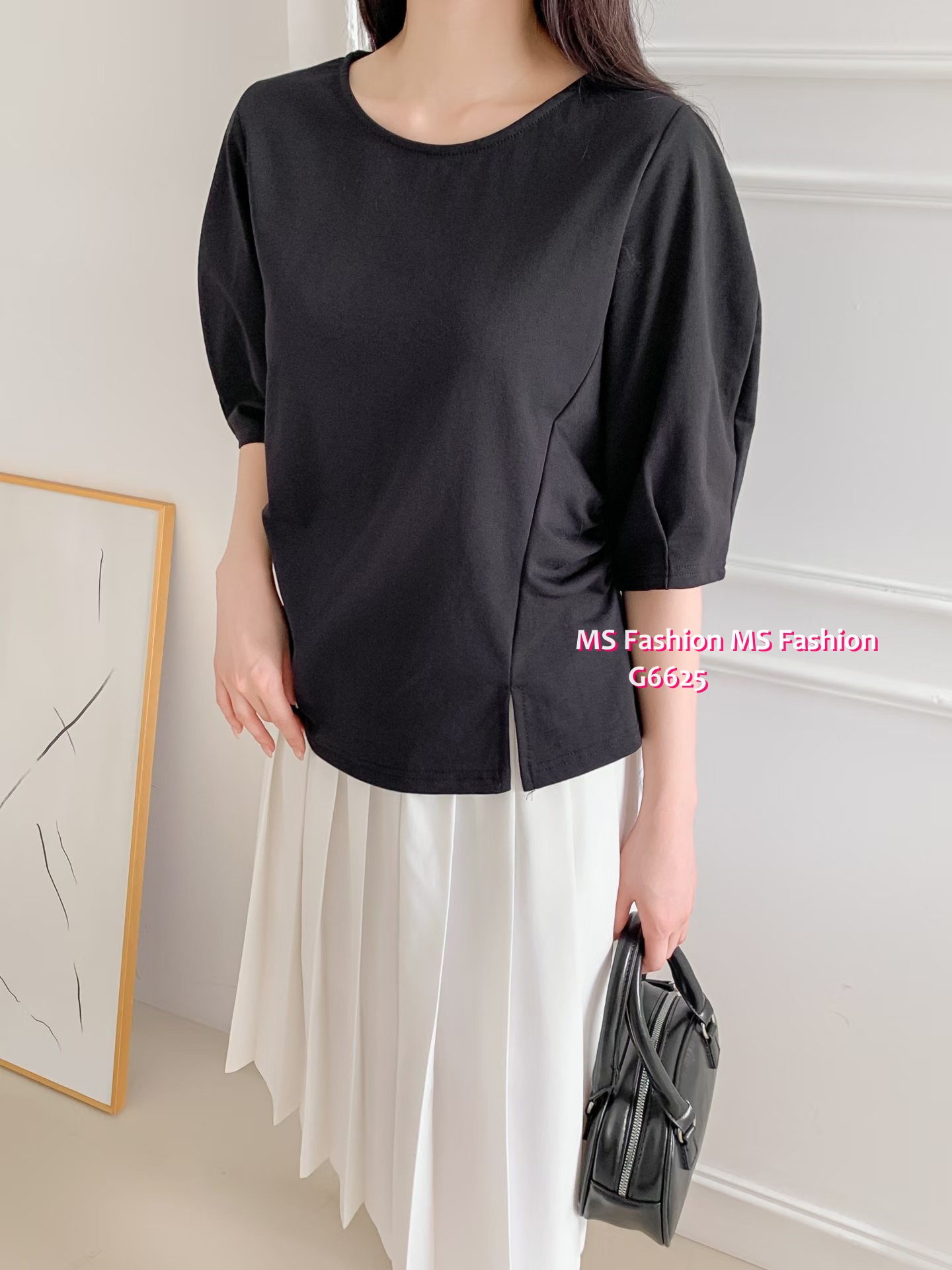 G6625 立體袖特色cutting top