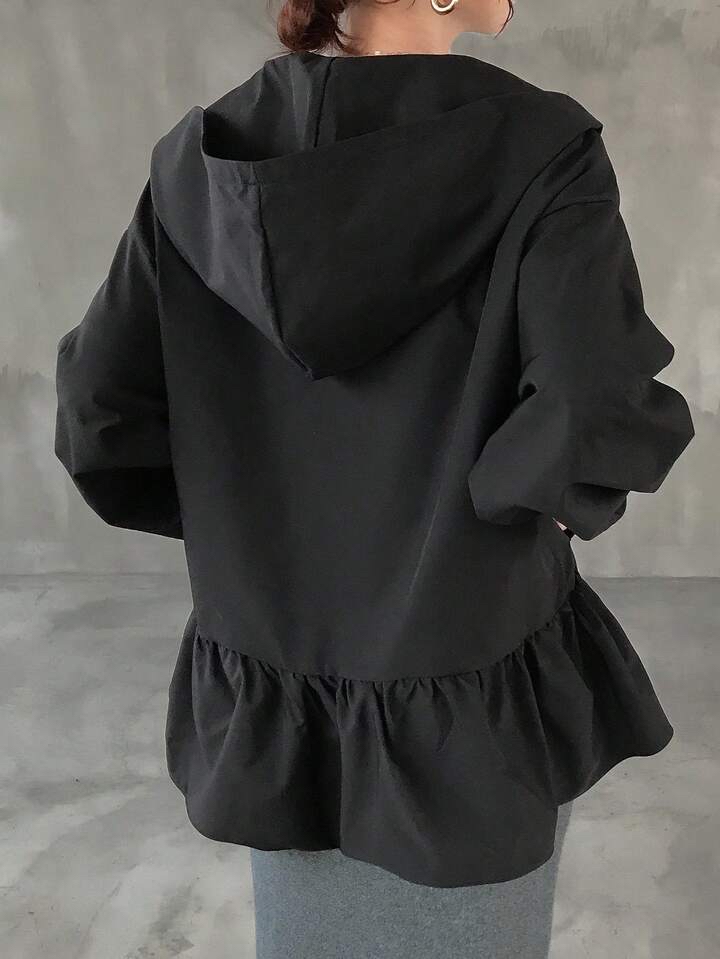 時尚荷葉邊連帽外套