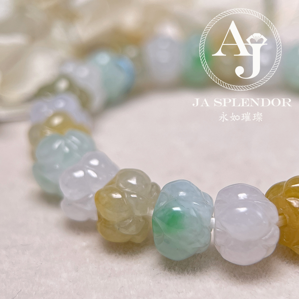 JB-254 - 冰種三彩福祿壽招貴人年年有餘蓮花手串