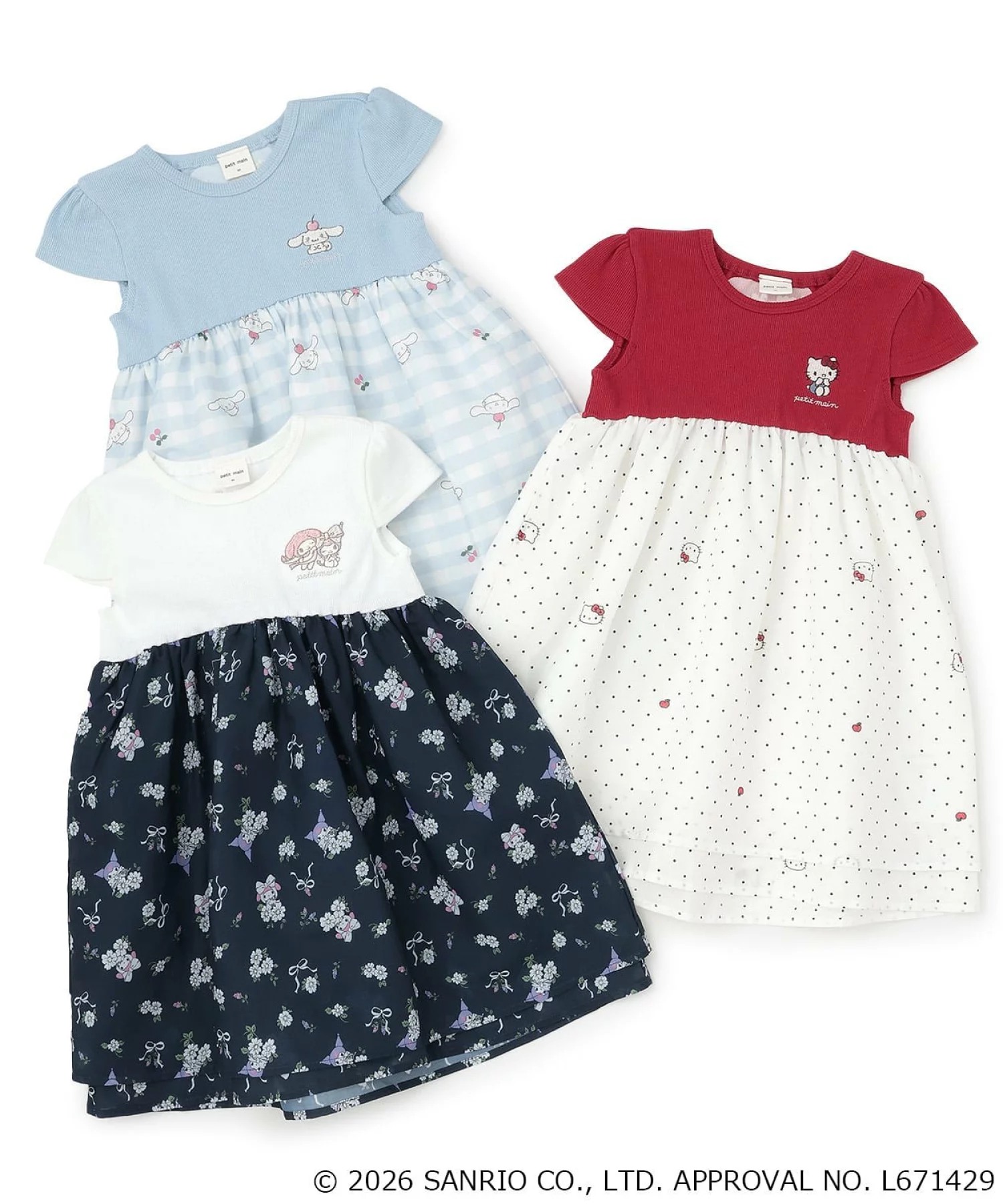 🆕【⭐訂購⭐】 🇯🇵日本直送 🌀#Sanrio 刺繡 接觸涼感 拼接 連身裙［3款選］🌀[ELGA-0114][260822]