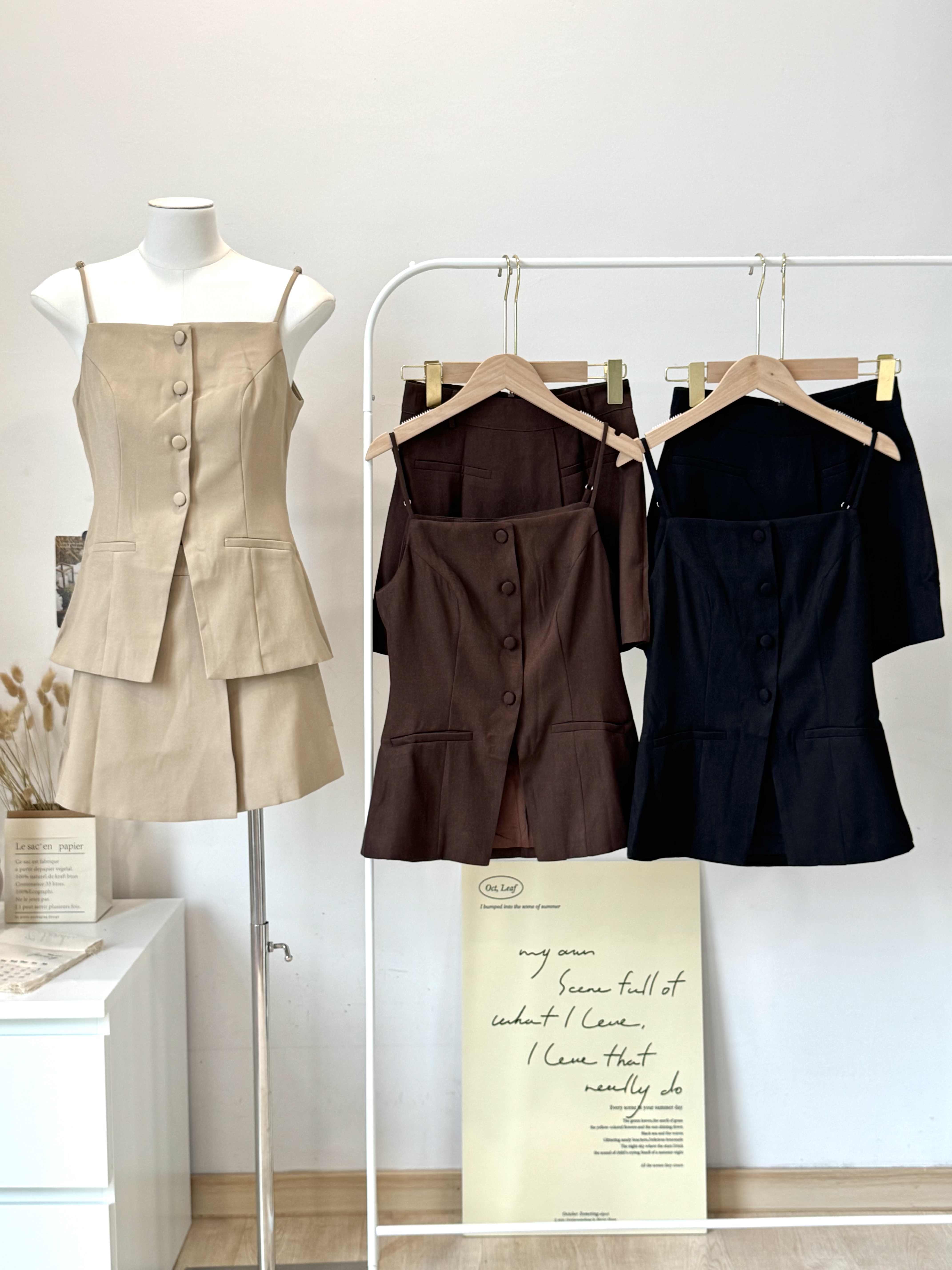 French Tailored Cami Set 法式收腰吊带西装裤裙套装 ( 3 colours )