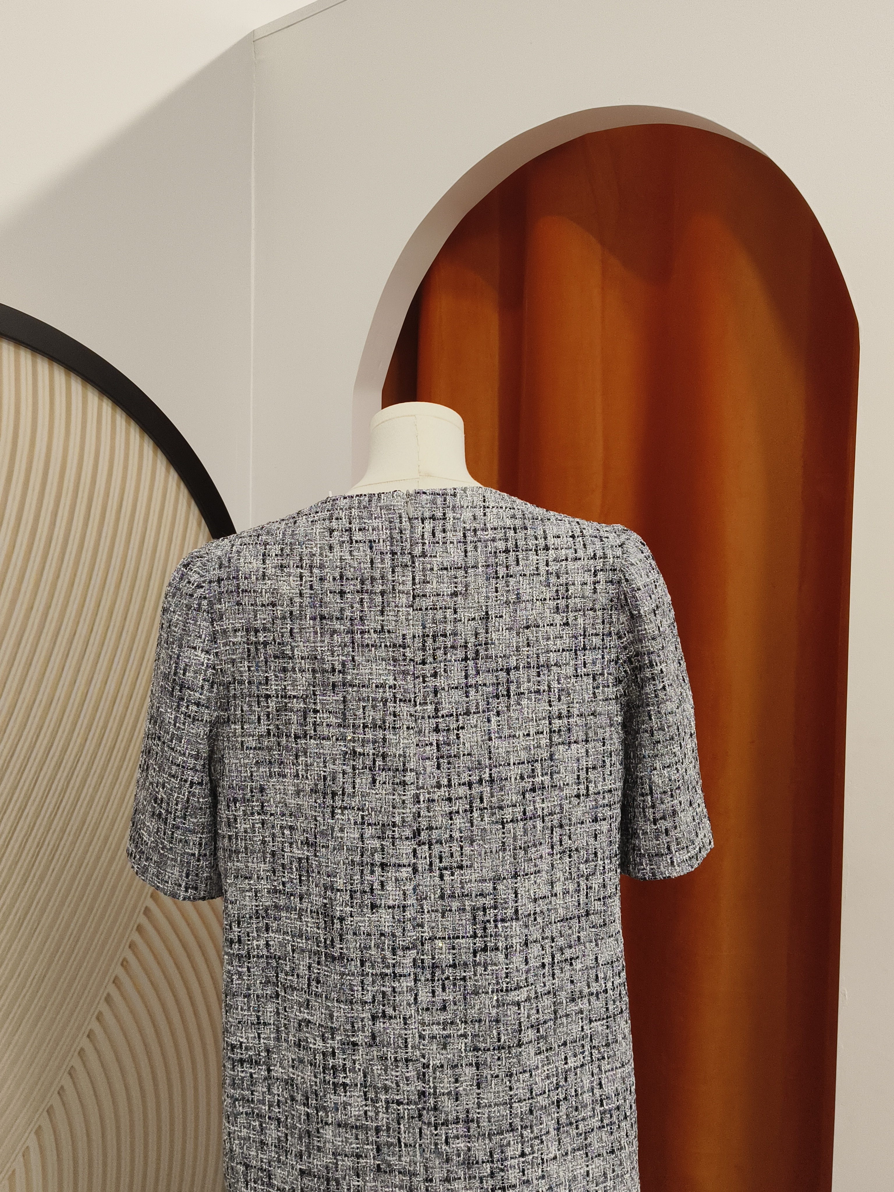 银灰色小香风连衣裙 Silver Grey Tweed Dress