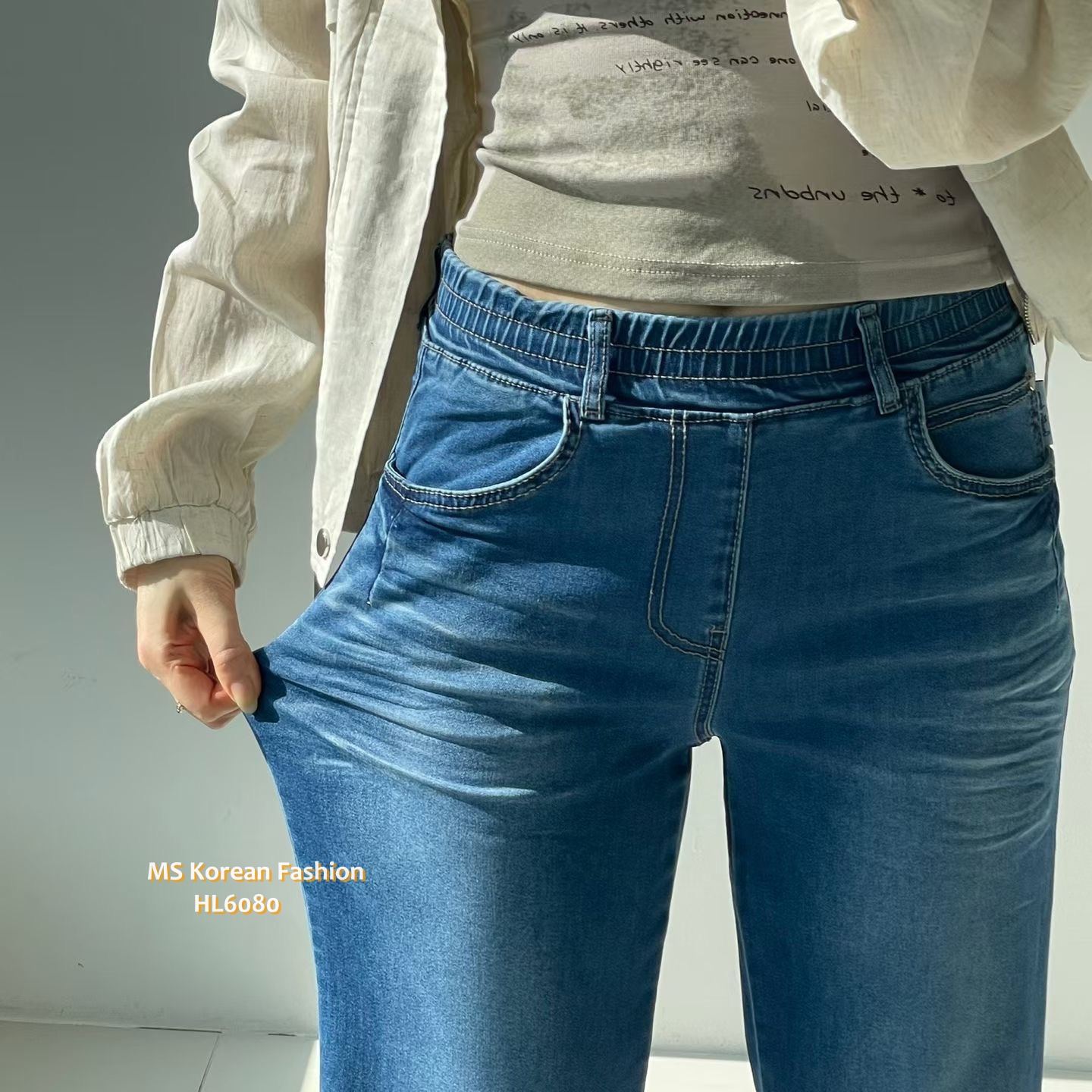 HL6080 韓國🌼Howluk春版牛奶面料闊筒牛