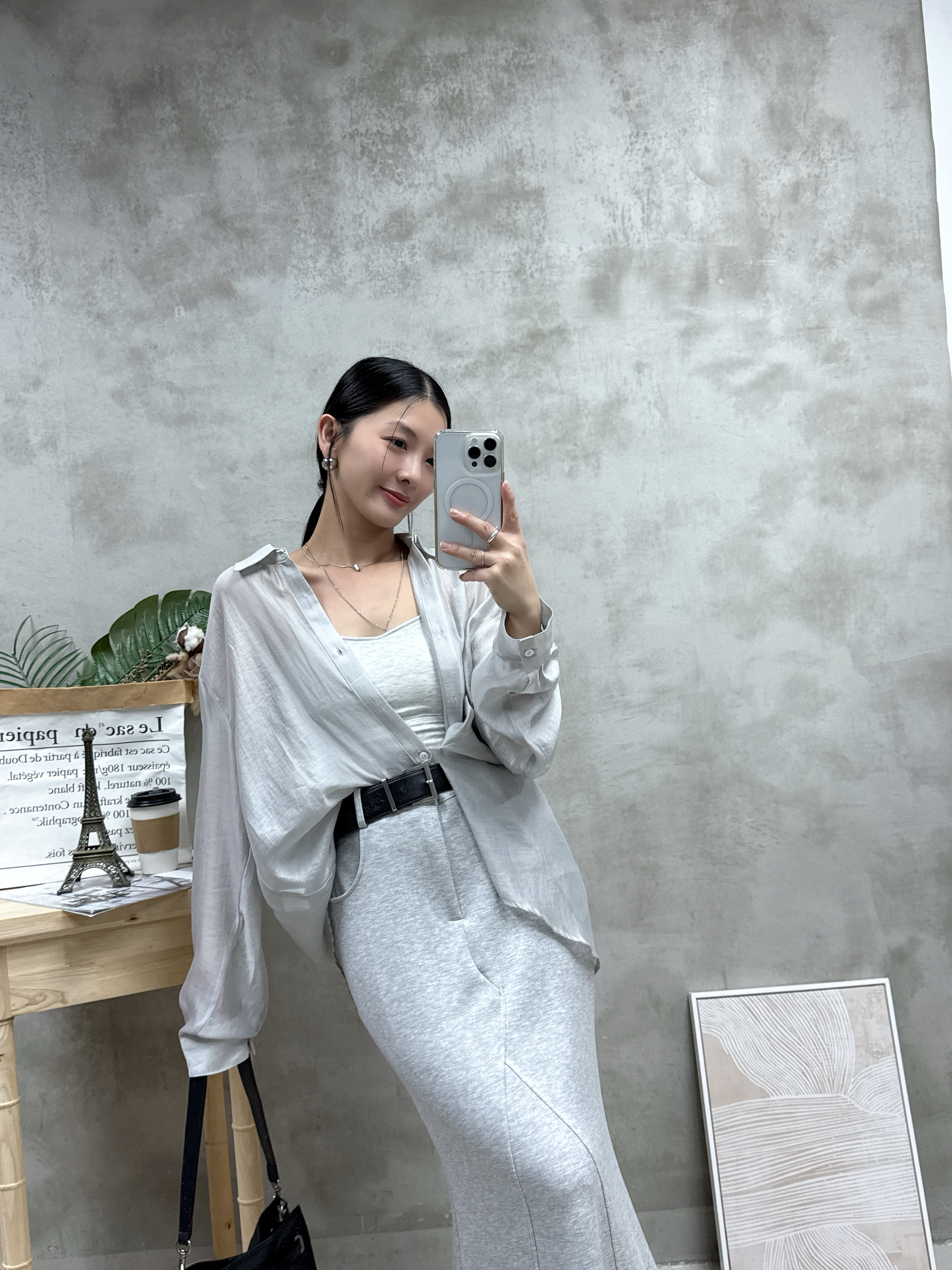 絲質側扣防曬恤衫