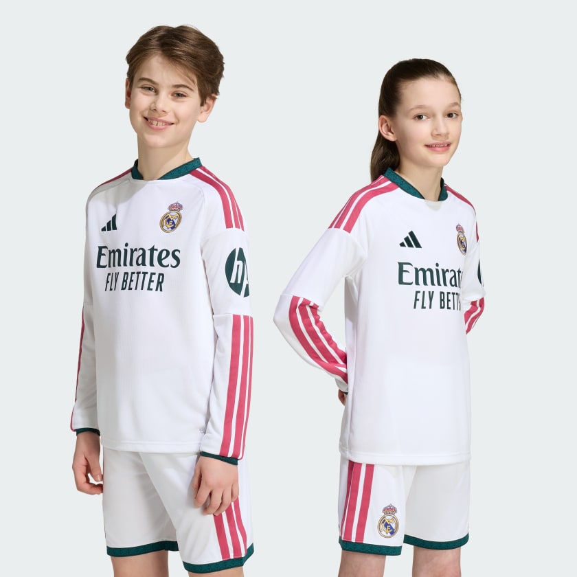 👑💎好比皇冠上鑽石與珍珠 Adidas Real Madrid 皇家馬德里 2026-27 主場童裝長袖球迷版球衣 (可加印字章) KC3947