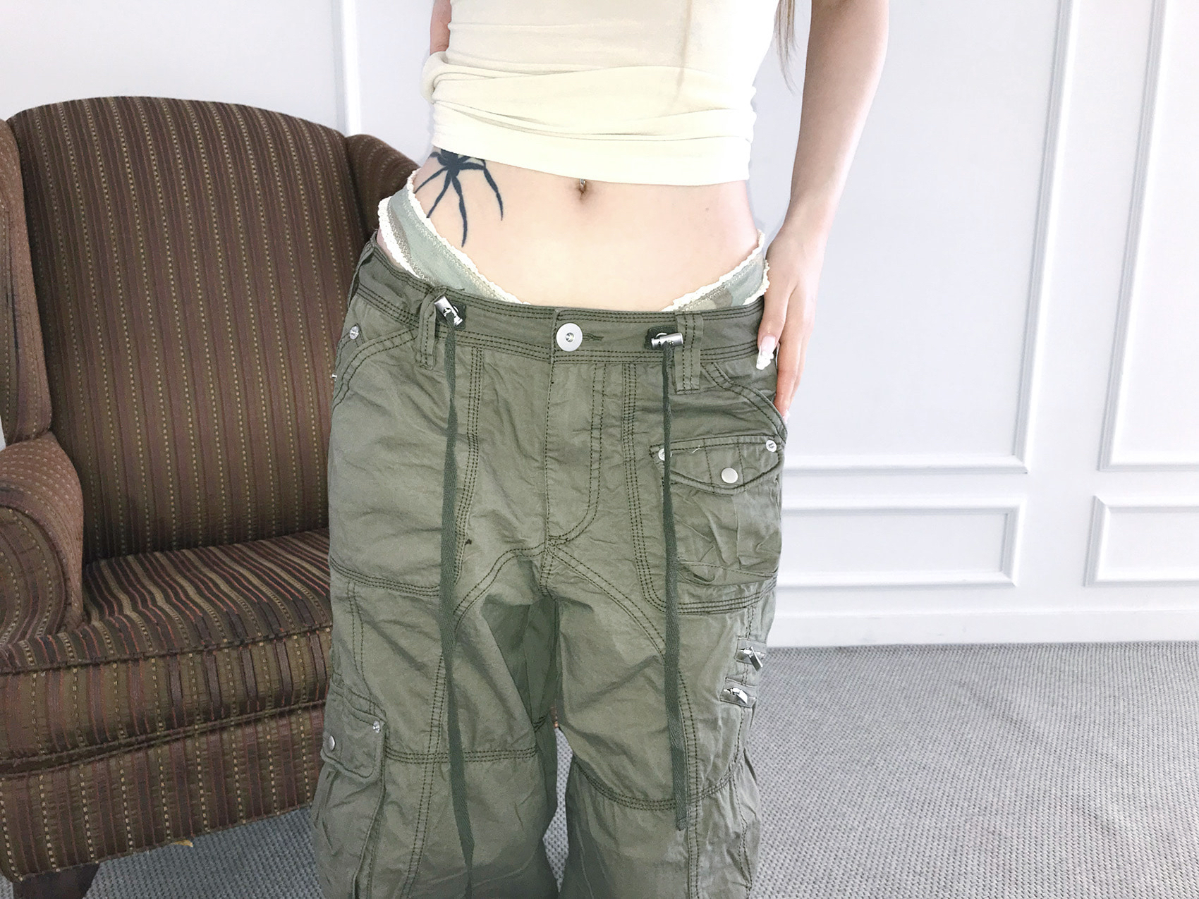 Retro Low-Rise Loose Cargo Pants