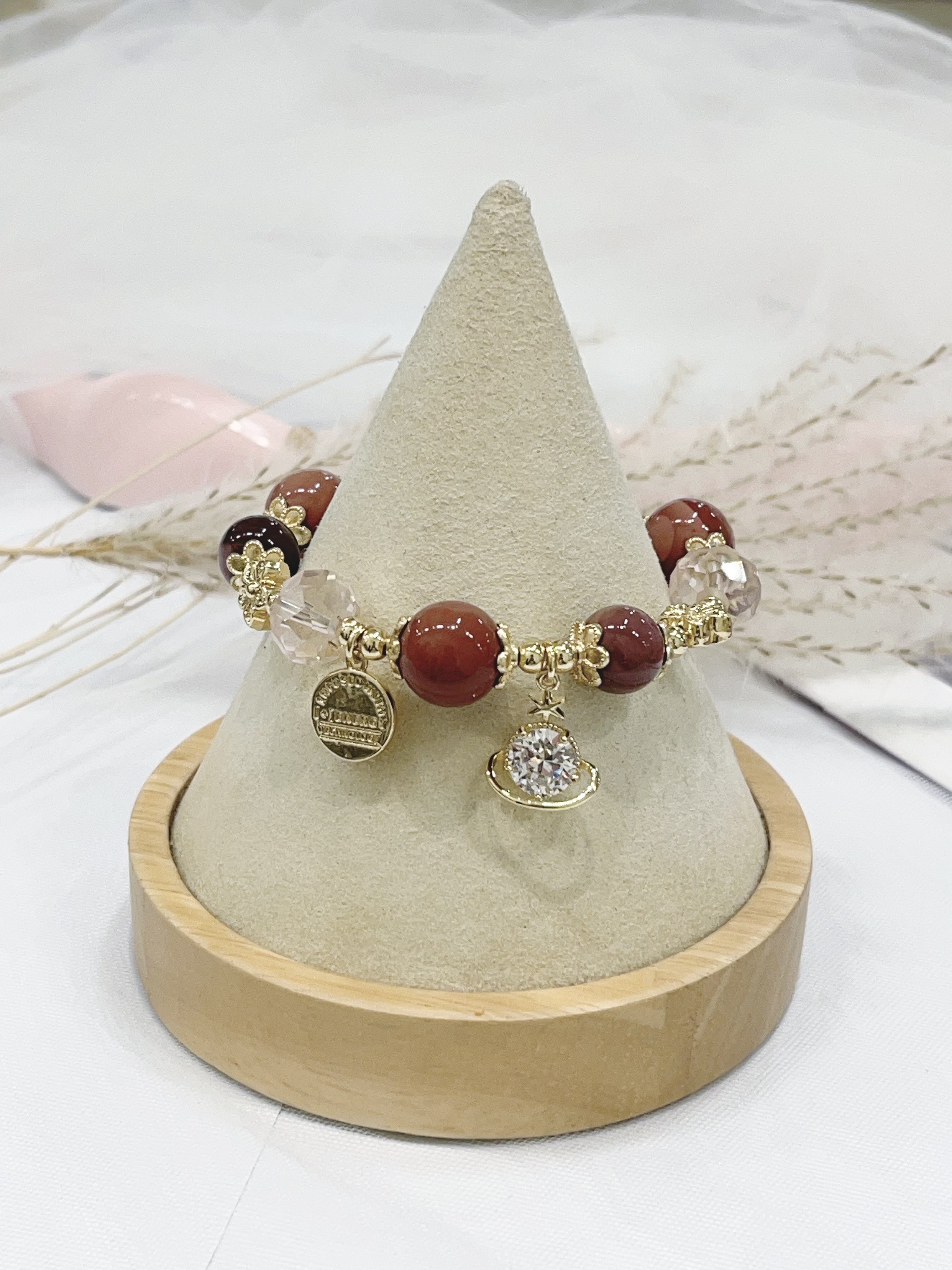 🌌 阿拉善玛瑙 × 星空吊饰手串 Alxa Agate & Starry Charm 