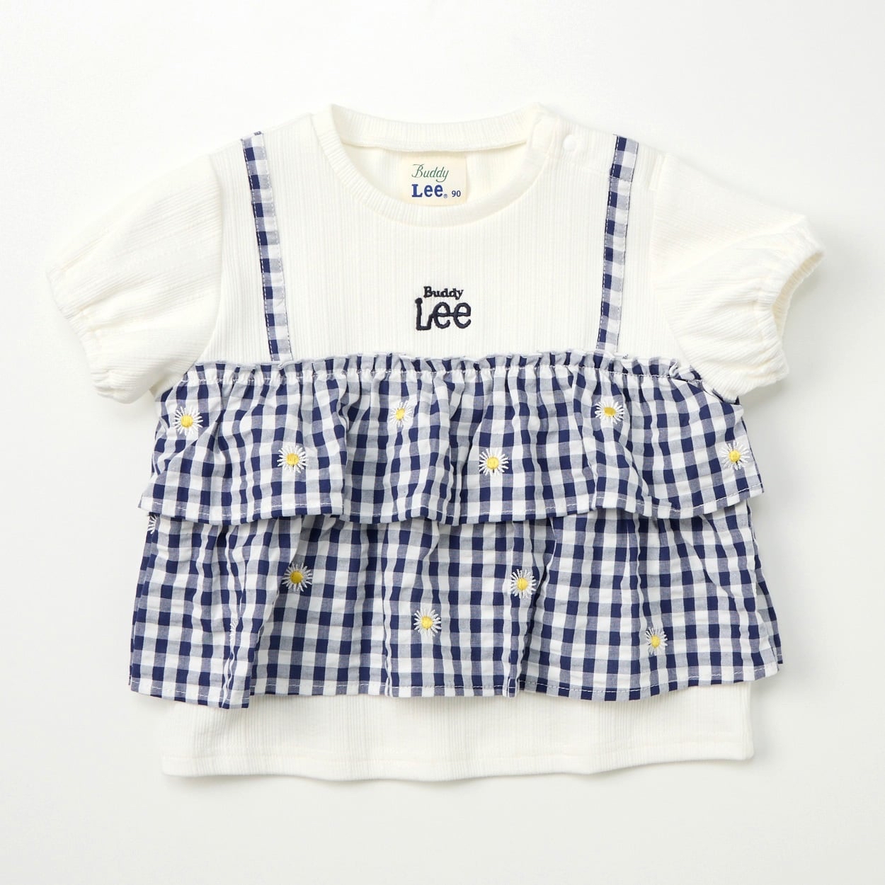 🇯🇵預訂 日本直送🇯🇵Buddy Lee 兩色標誌雛菊刺繡格紋仿吊帶背心式短袖上衣