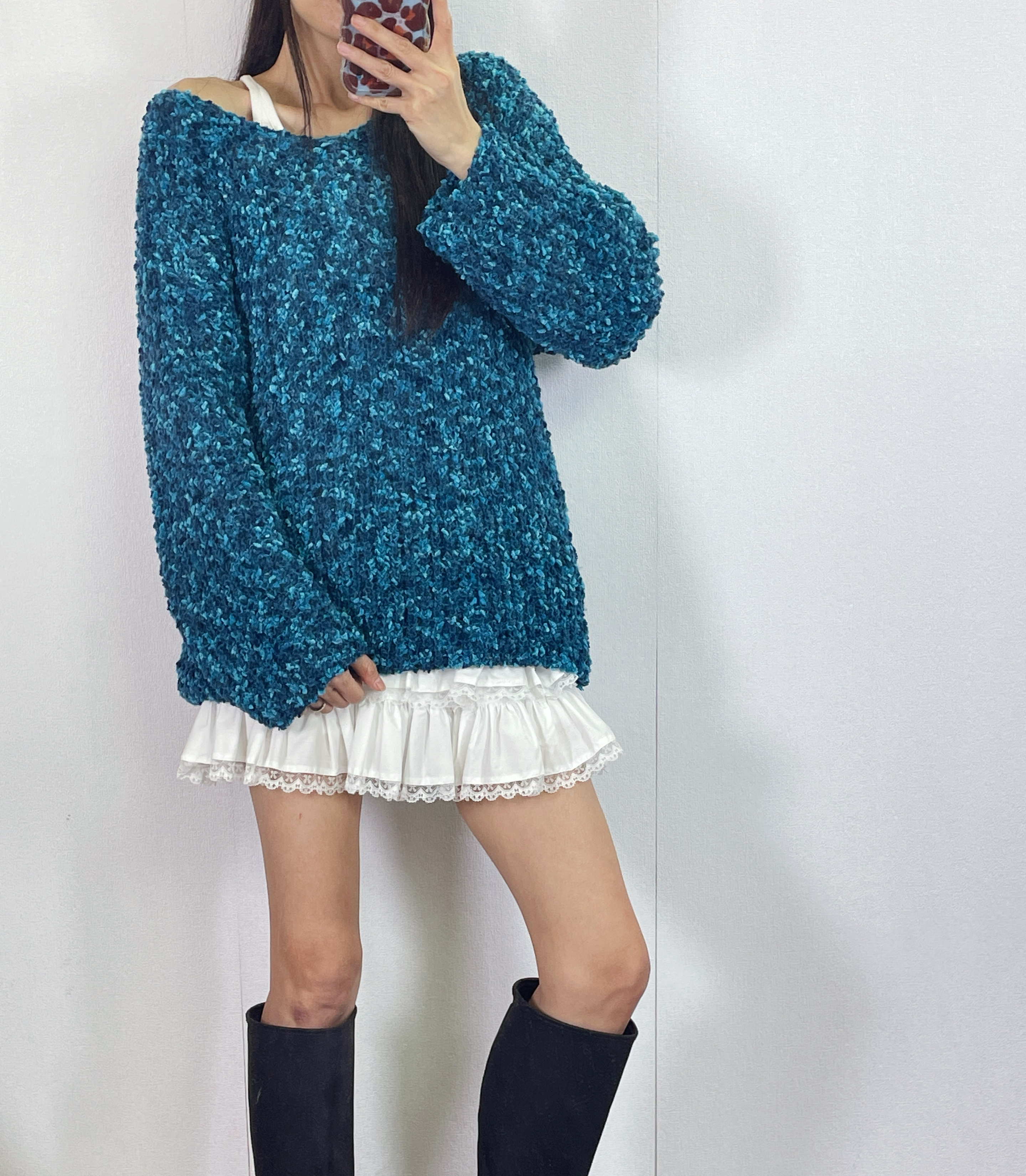 K5530 毛巾針織料V領長身top