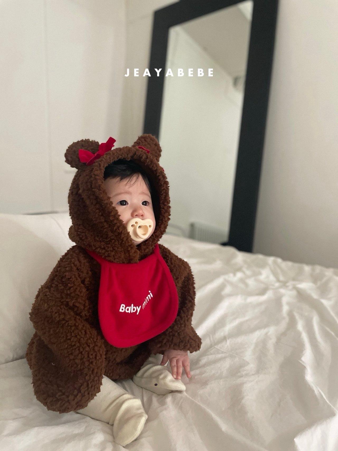 Jeayabebe | Bear brown set (連身+口水巾)