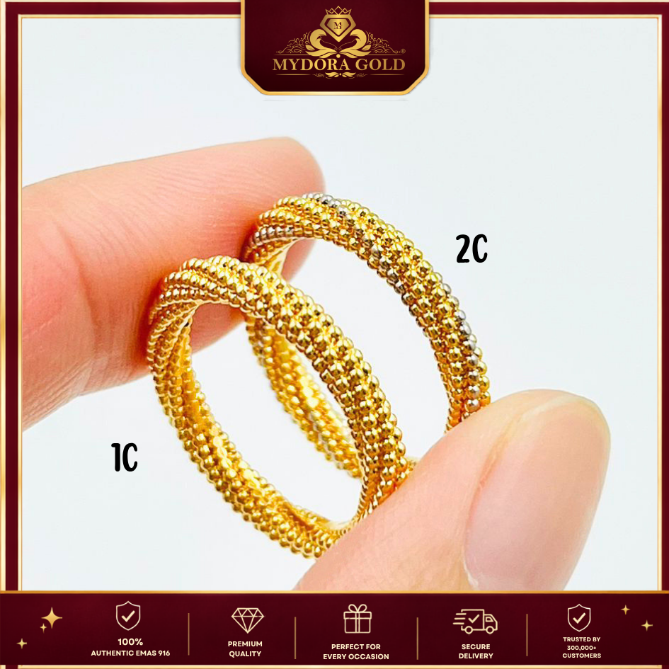 MYDORA Cincin Belah Rotan Pintal Jagung (5G) l EMAS 916/22K
